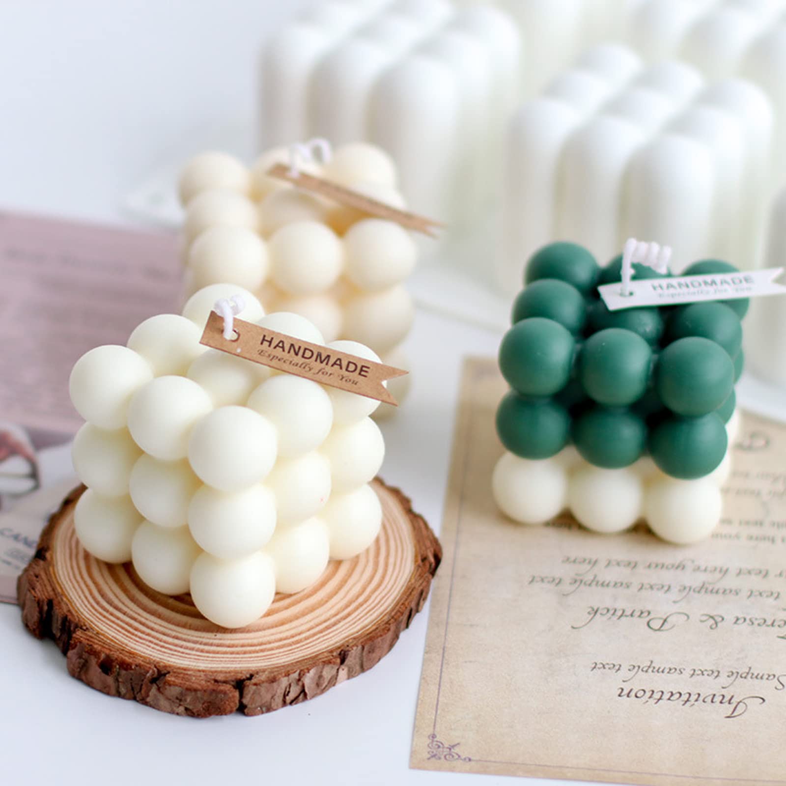 Premium 6-Cavity Silicone Bubble Candle Molds for DIY Candle Making - 3D Wax Melt Molds for Unique Handmade Candles, Home Decor & Craft Projects (Style A, White) - Perfect for Birthday Gifts, Wedding Decorations & Aromatherapy Candles