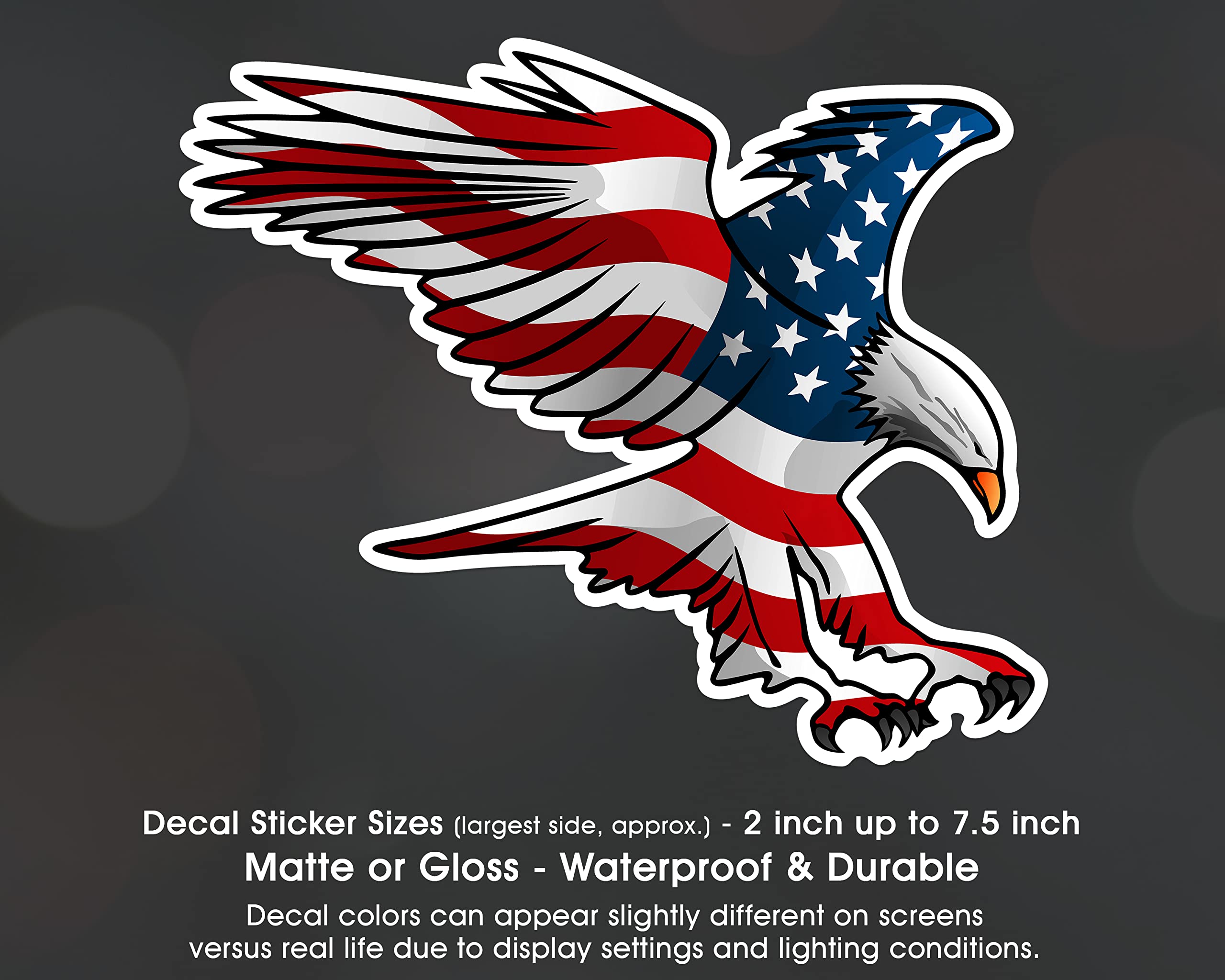American Flag Bald Eagle Swooping Patriotic Decal - Waterproof Vinyl Sticker for Cars, Tumblers, Laptops | Perfect for 4th of July, Veterans Day & Patriotic Decor