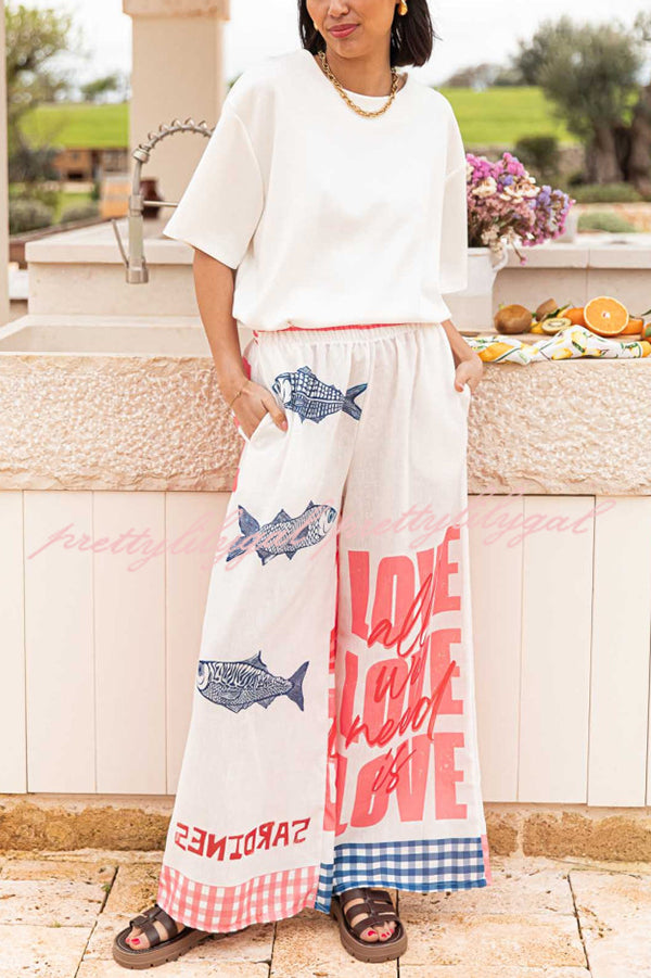 Stylish Printed Elastic Waist Pocket Wide Leg Pants for Women - Comfortable Vacation & Casual Wear - Perfect for Beach, Travel and Everyday Outfits