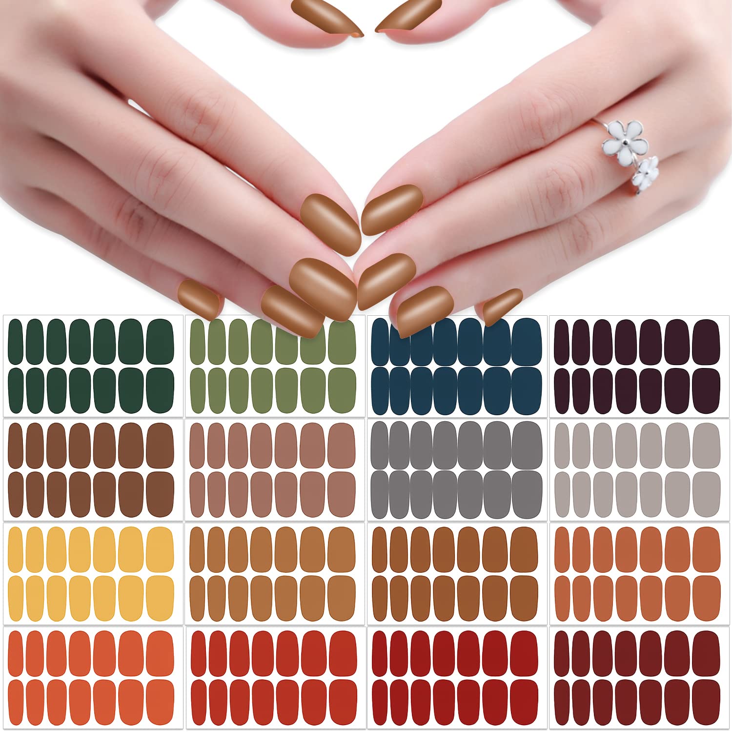 JERCLITY 224-Piece Nail Polish Strips Kit - 16 Self-Adhesive Nail Wraps with Nail File for Women & Girls | DIY Manicure at Home, Salon-Quality Nail Art Designs for Parties, Weddings & Everyday Wear