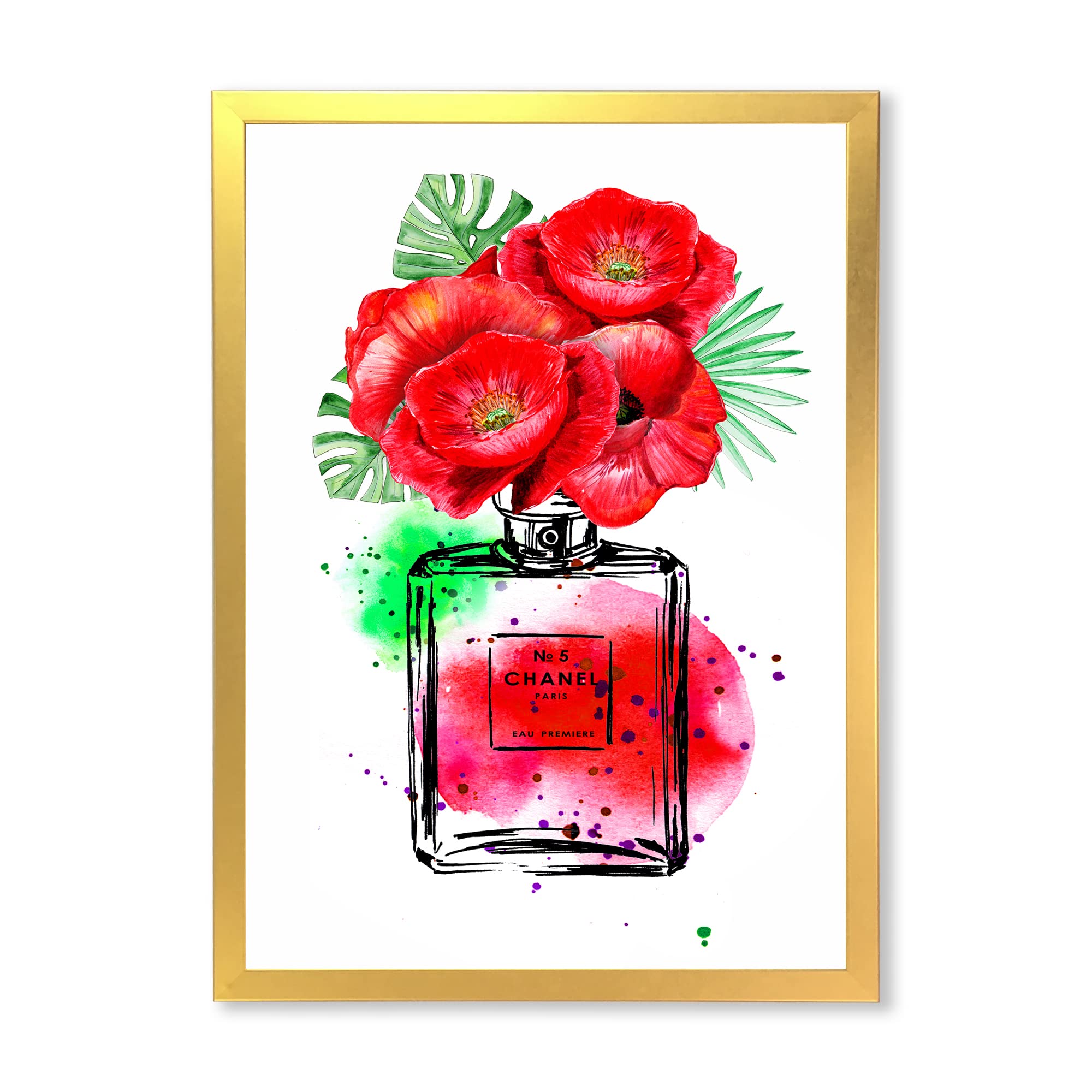 Chanel No.5 Perfume Inspired Modern Framed Wall Art - Elegant Home Decor for Living Room, Bedroom & Office