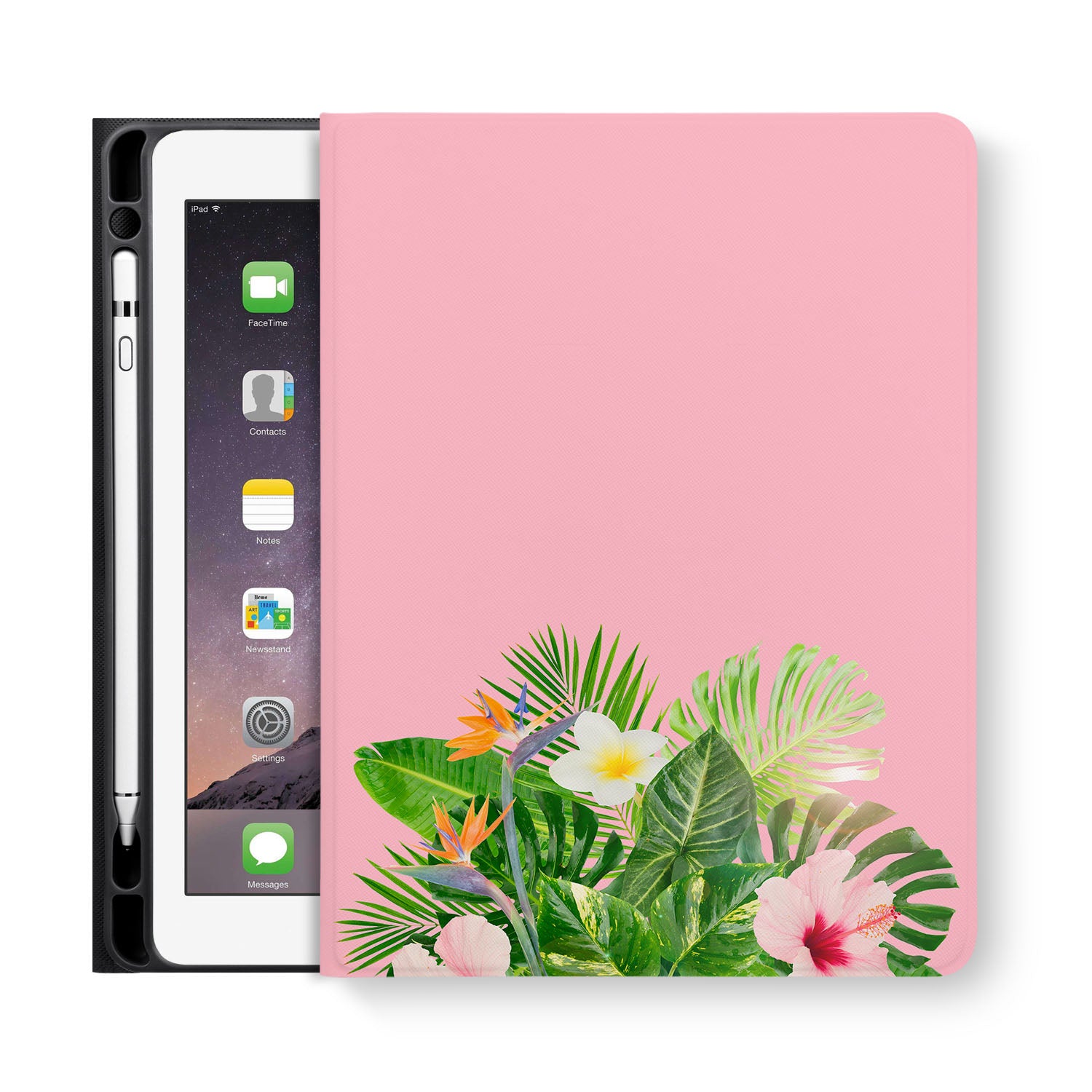 Premium Pink Floral iPad Folio Case - Slim Protective Cover with Auto Sleep/Wake for iPad 9.7/10.2 Inch - Perfect for Work, School & Travel Accessories