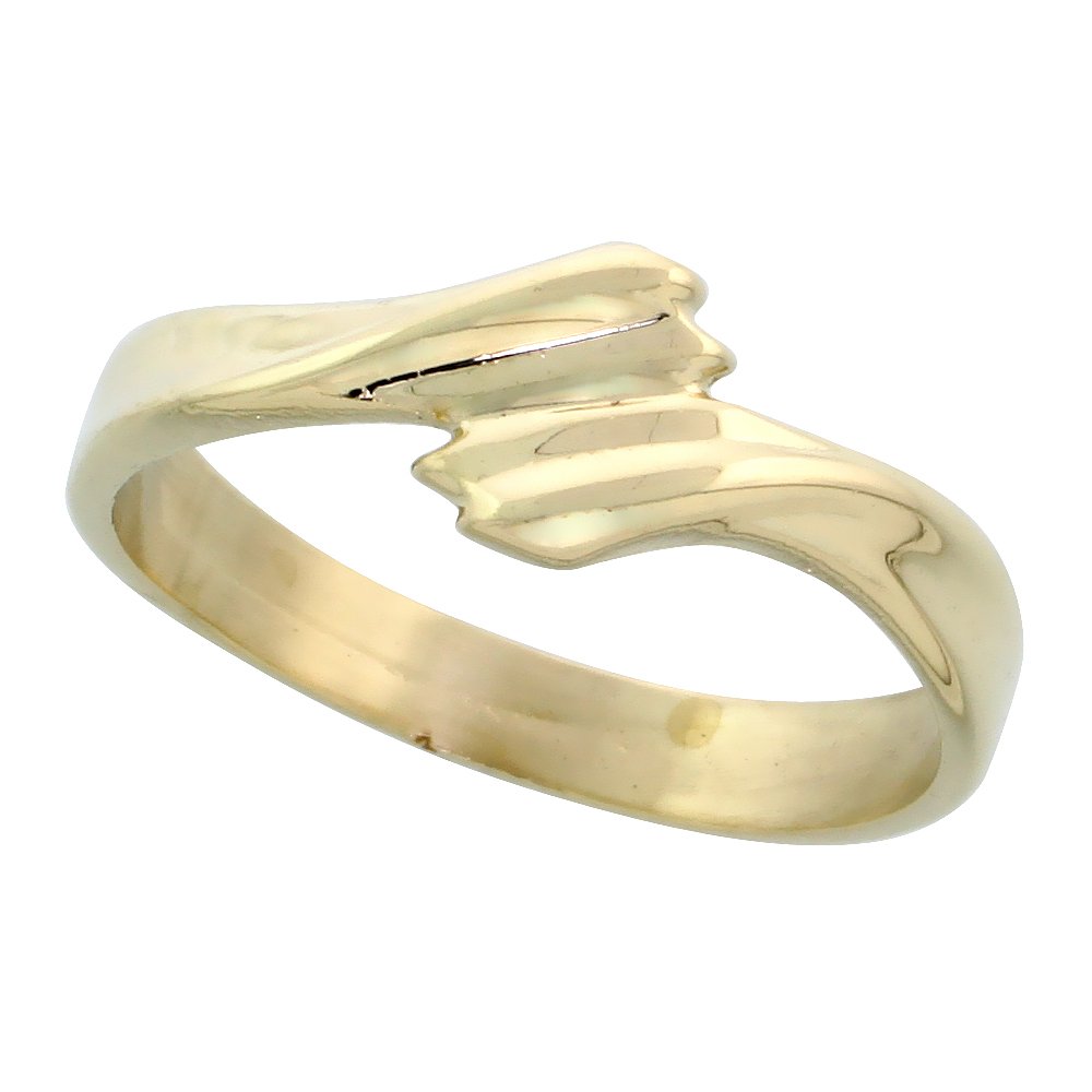 14K Gold Contemporary Ribbon Ring - 1/4 Inch (6.5mm) Wide Elegant Stackable Band - Perfect for Everyday Wear, Gift Giving & Special Occasions