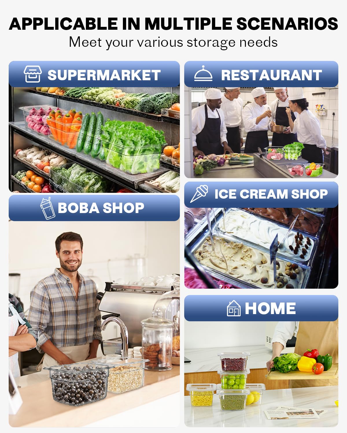 1/6 Size 6 Inch Clear NSF Polycarbonate Food Pan - 15 PCS Commercial Food Storage Containers with Lids | BPA-Free, Food Grade, Hot & Cold Resistant | Perfect for Restaurants, Catering, Buffets & Food Service Industry