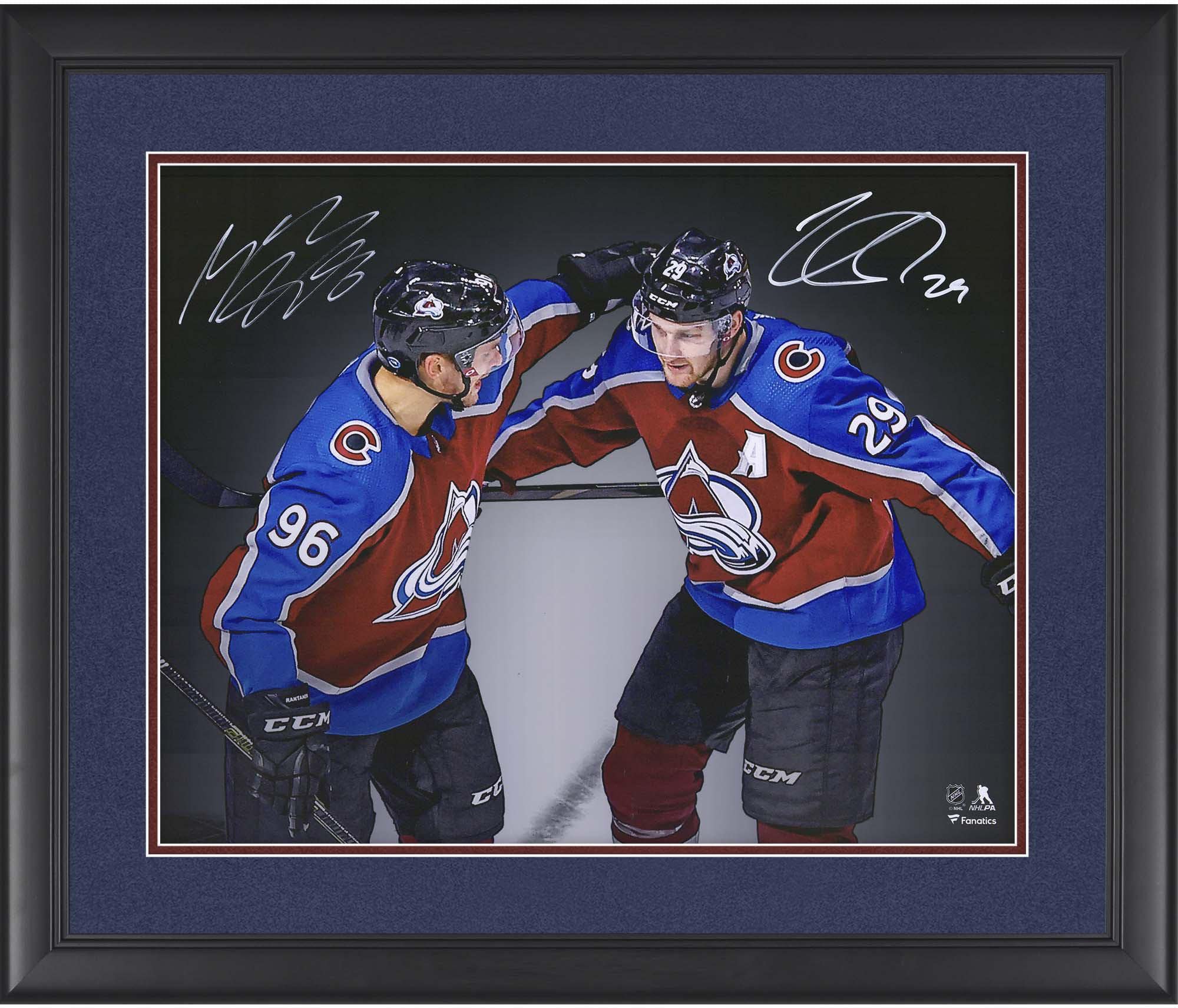 Authentic Nathan MacKinnon & Mikko Rantanen Colorado Avalanche Signed 16x20 Framed Spotlight Photo - Autographed NHL Memorabilia for Sports Fans & Collectors - Perfect for Man Cave, Sports Bar, or Gift for Hockey Enthusiasts