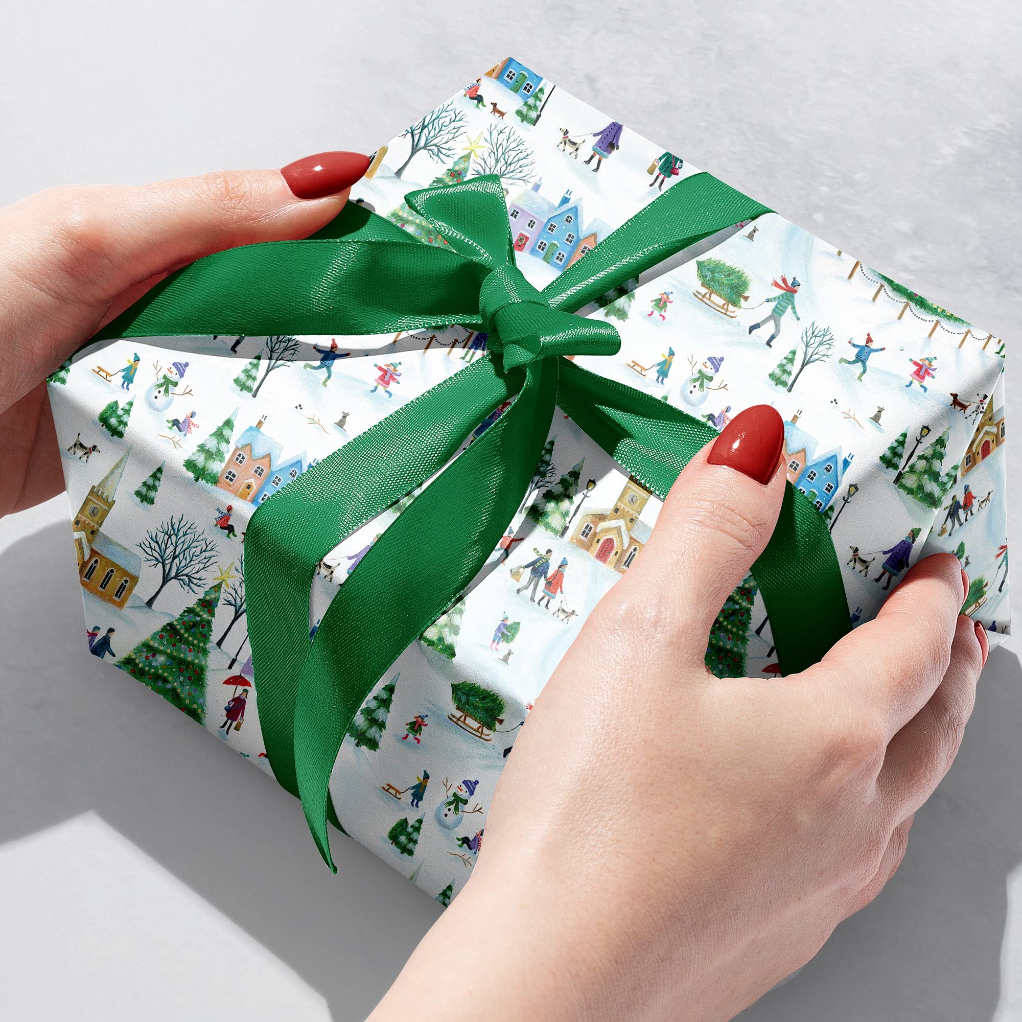 Jillson Roberts Bulk Christmas Gift Wrap - 833 Feet x 24 Inches, Christmas Village Design - Perfect for Holiday Wrapping, Party Decorations & Festive Gift Giving