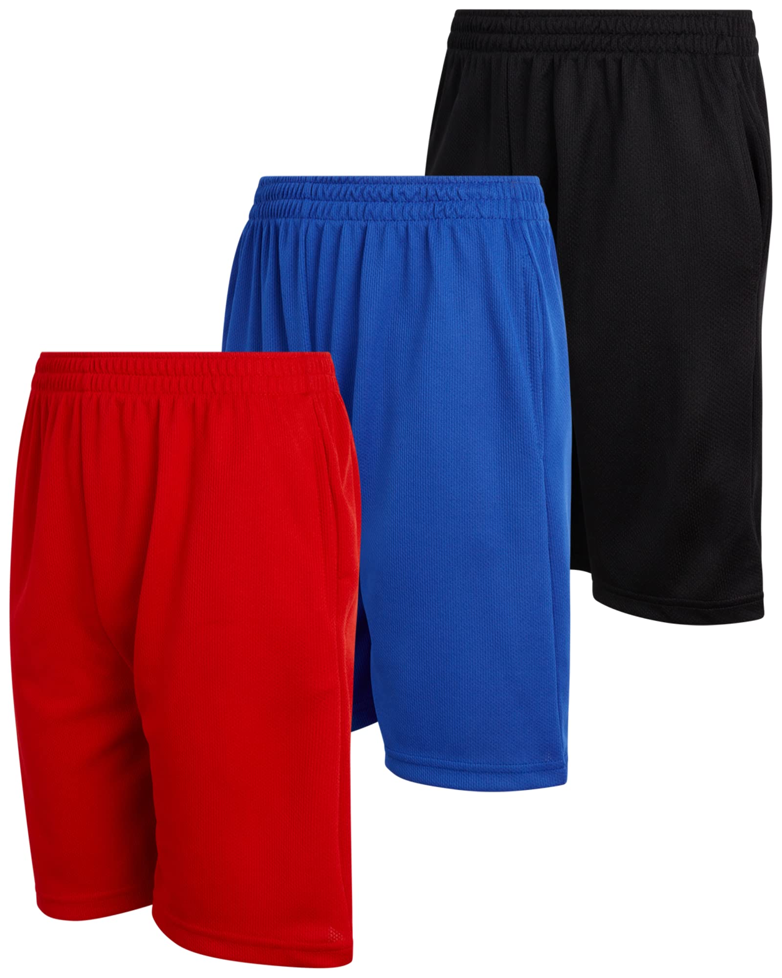 Boys' Active Gym Shorts 3-Pack - Performance Mesh for Sports & Play