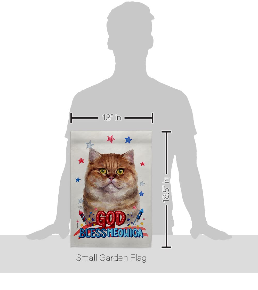 British Short Hair Cat Garden Flag Set - Double-Sided Patriotic Pet Decor for Yard & Home