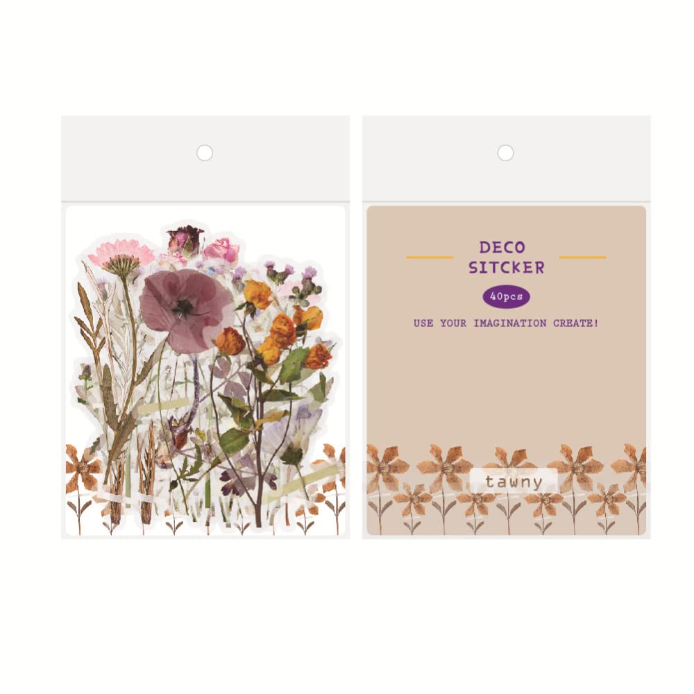 40pcs Waterproof Flower Stickers - PET Transparent Tulip Washi Stickers for Laptop, Journal, Scrapbook, Card Making - Perfect for DIY Crafts, Bullet Journaling & Gift Wrapping