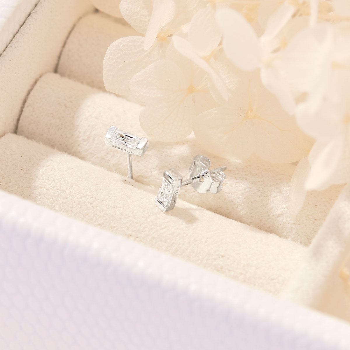 Lumen Baguette Studs Earrings for Women - 14K Gold Plated Cubic Zirconia Earrings | Perfect for Parties, Weddings & Everyday Elegance