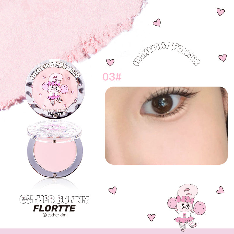 FLORTTE BUNNY Highlighter Powder - Shimmering Single Shade Face Highlighter for Cheekbones & Contouring | Perfect for Everyday Makeup & Special Occasions