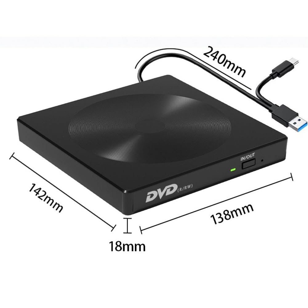 DKSooozs USB-C External DVD Burner - Portable USB 3.0 Optical Drive for Laptop, MacBook, PC | Fast Burning & Reading | Perfect for Movies, Software Installation & Data Backup