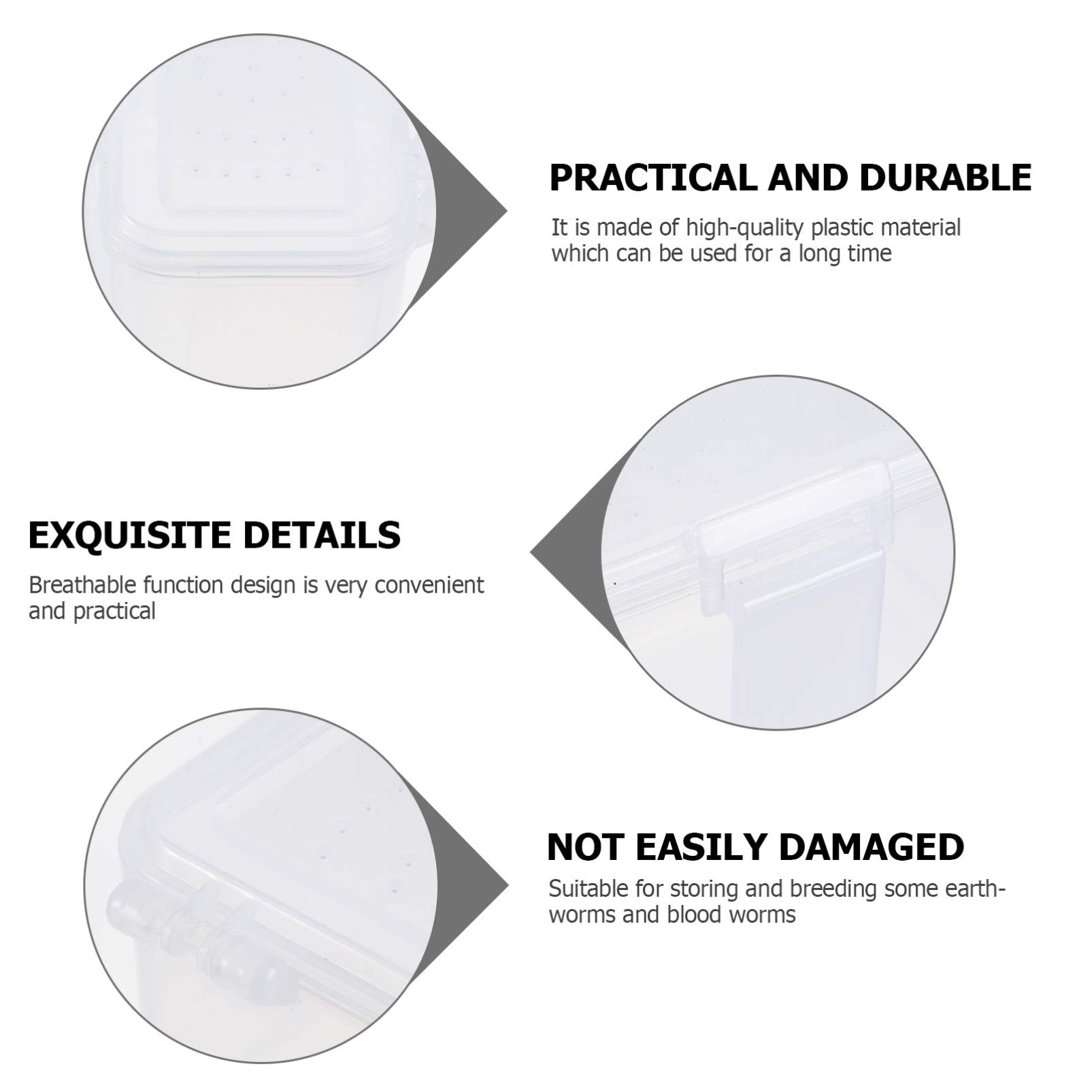 POPETPOP 2-Piece Plastic Reptile Feeding Dish Box - White Worm Box for Turtles, Lizards & Amphibians | Terrarium & Aquarium Food Tray | Ideal for Reptile Feeding & Habitat Maintenance