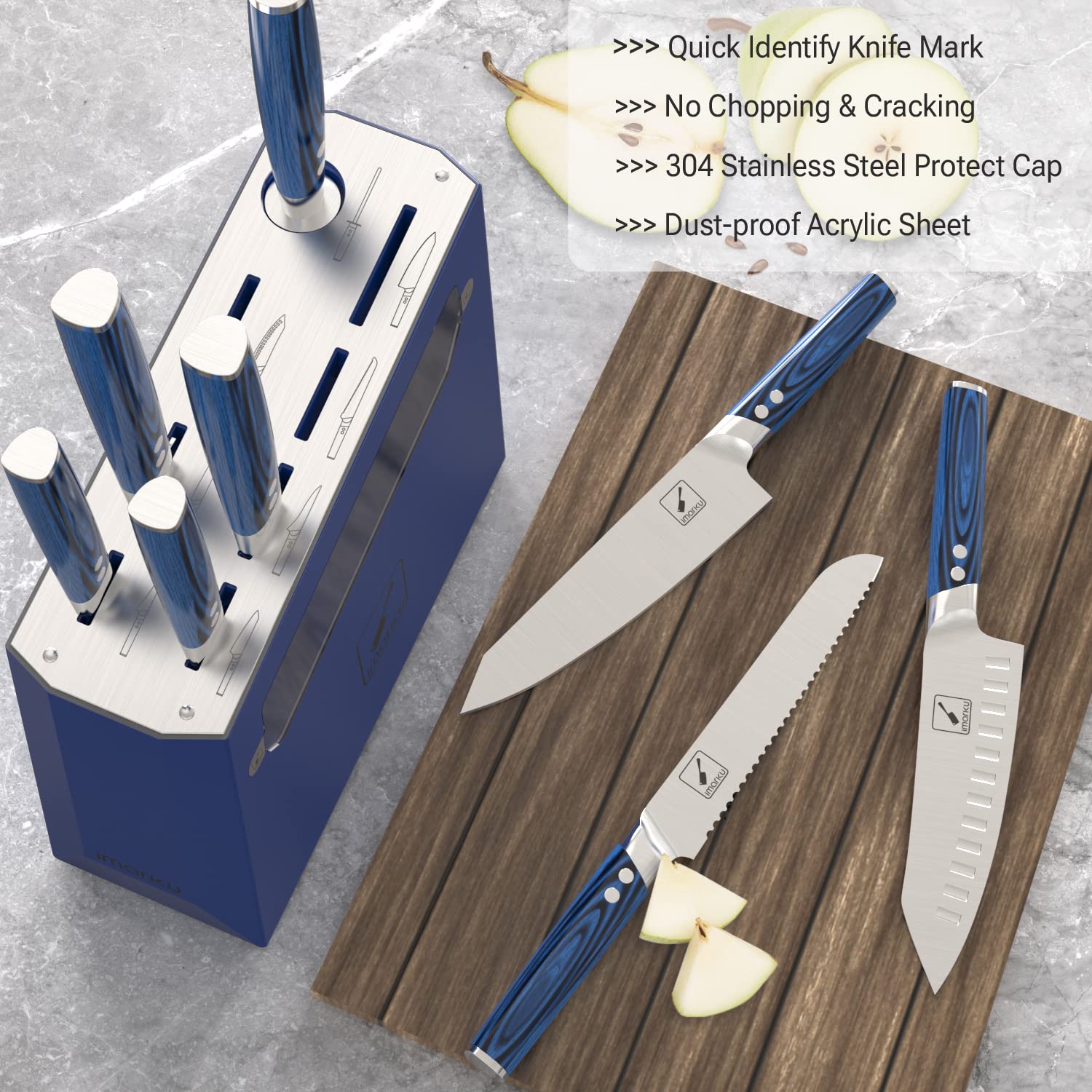 **Imarku 9-Piece Premium Chef Knife Set with Block - Professional Kitchen Knives, Knife Sharpener, Ergonomic Handle, Food-Grade Stainless Steel - Perfect for Home Cooking, Gifts for Chefs, Christmas Gifts for Men & Women**