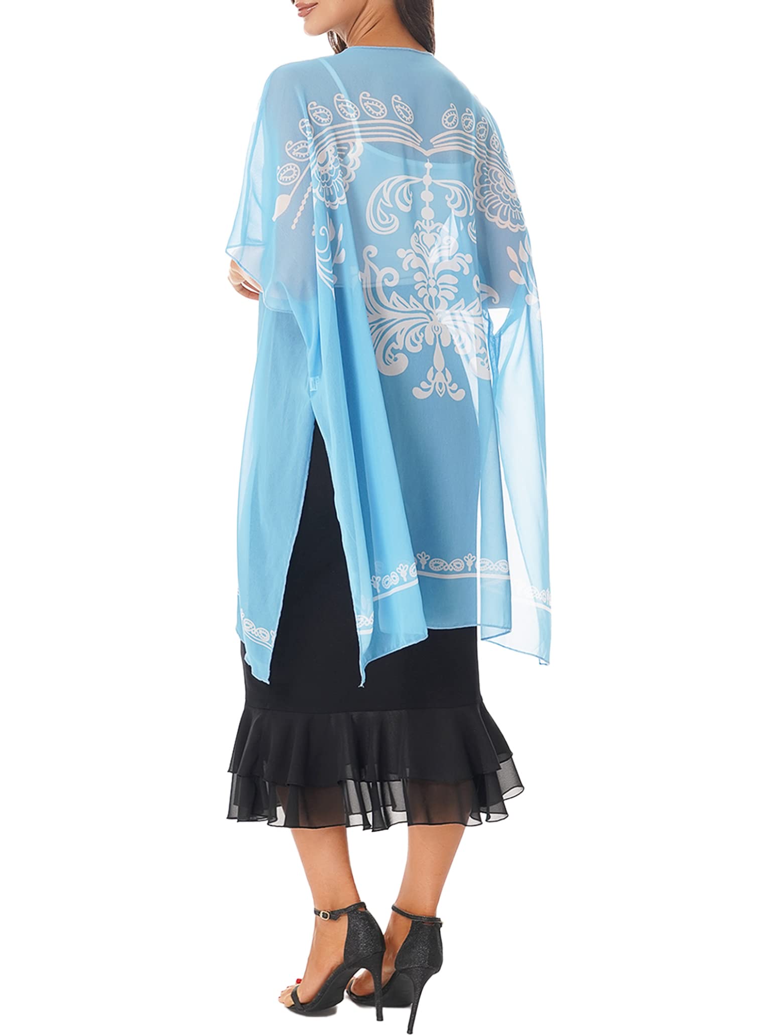 Women's Floral Print Kimono Beach Cover Up - Lightweight Chiffon Cardigan for Swimsuit, Pool, and Summer Outfits | Perfect for Beach, Vacation, and Boho Style
