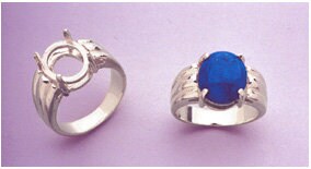 14K Gold or Sterling Silver 8x6mm to 12x10mm Oval Cabochon Tri-Ribbed Ring Setting - Size 7 (163563/143563) - Perfect for Jewelry Making, Custom Rings & DIY Craft Projects