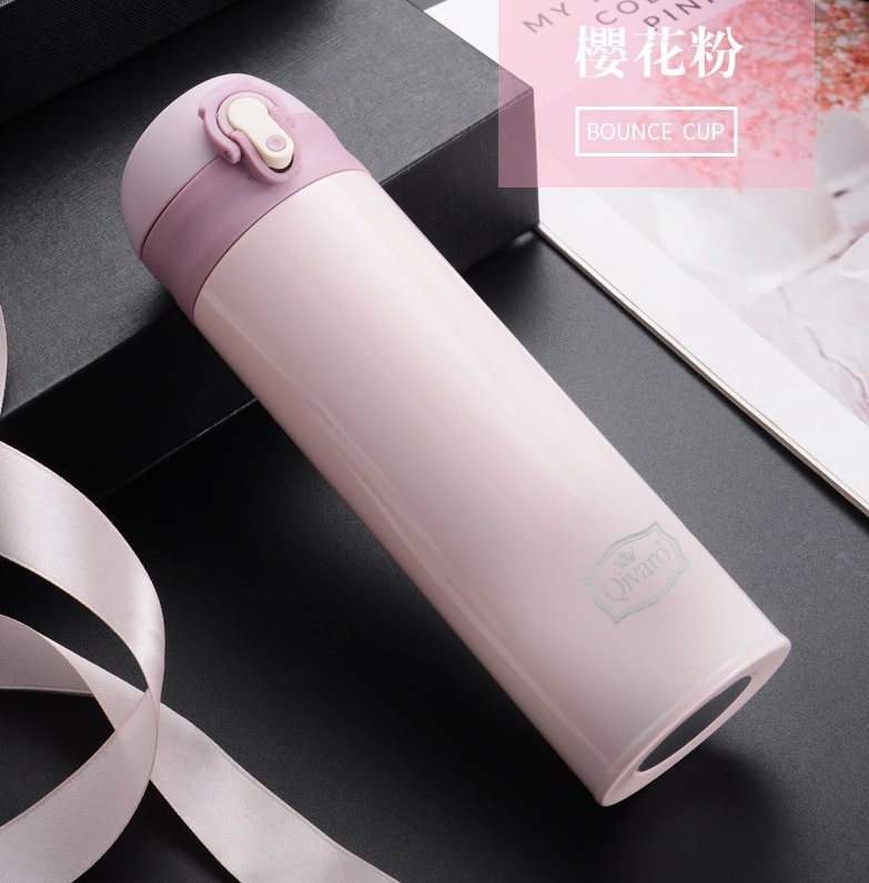 QIVARO QGW003 Fashion Vacuum Insulated Water Bottle - 18oz Stainless Steel Thermos with Leak-Proof Lid for Hot & Cold Drinks - Perfect for Gym, Office, Hiking & Travel