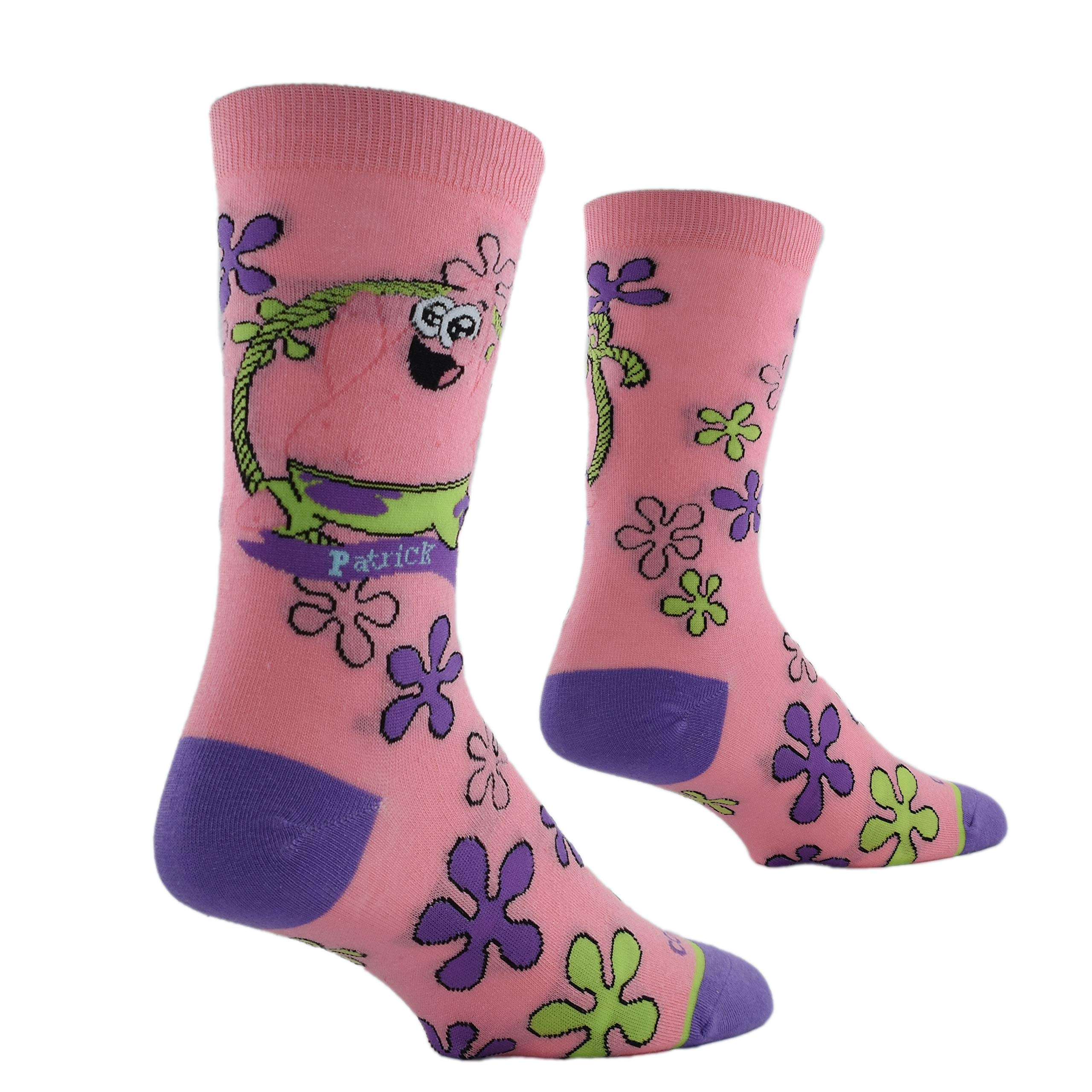 SpongeBob & Patrick Graphic Novelty Crew Socks for Women - Fun Cartoon Printed Ankle Socks (Large) - Perfect for Cosplay, Gift Giving & Everyday Wear