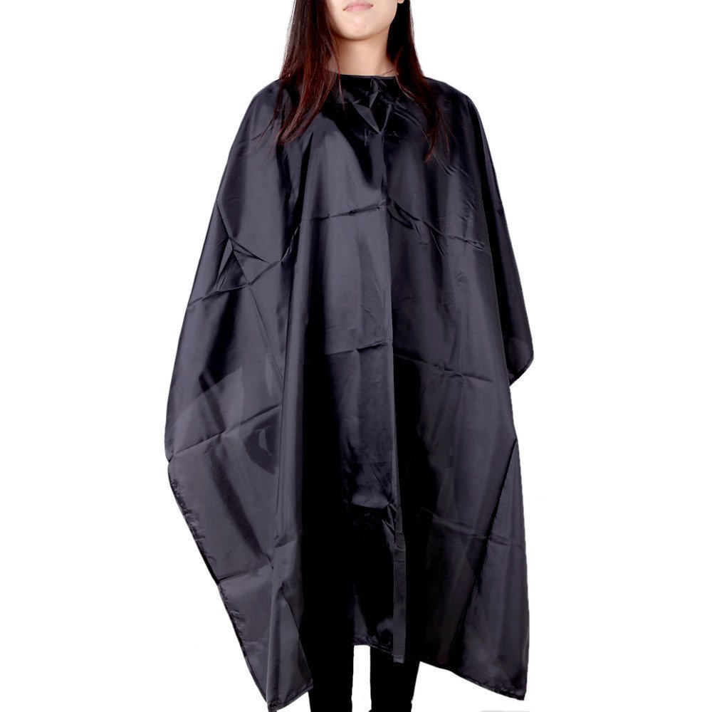 Professional Barber Hair Cutting Apron - Waterproof Nylon Salon Cape for Hairdressing, Shampoo & Styling - Black Salon Gown for Home, Parlor & Spa Use - Perfect for Haircuts, Coloring & Styling Sessions