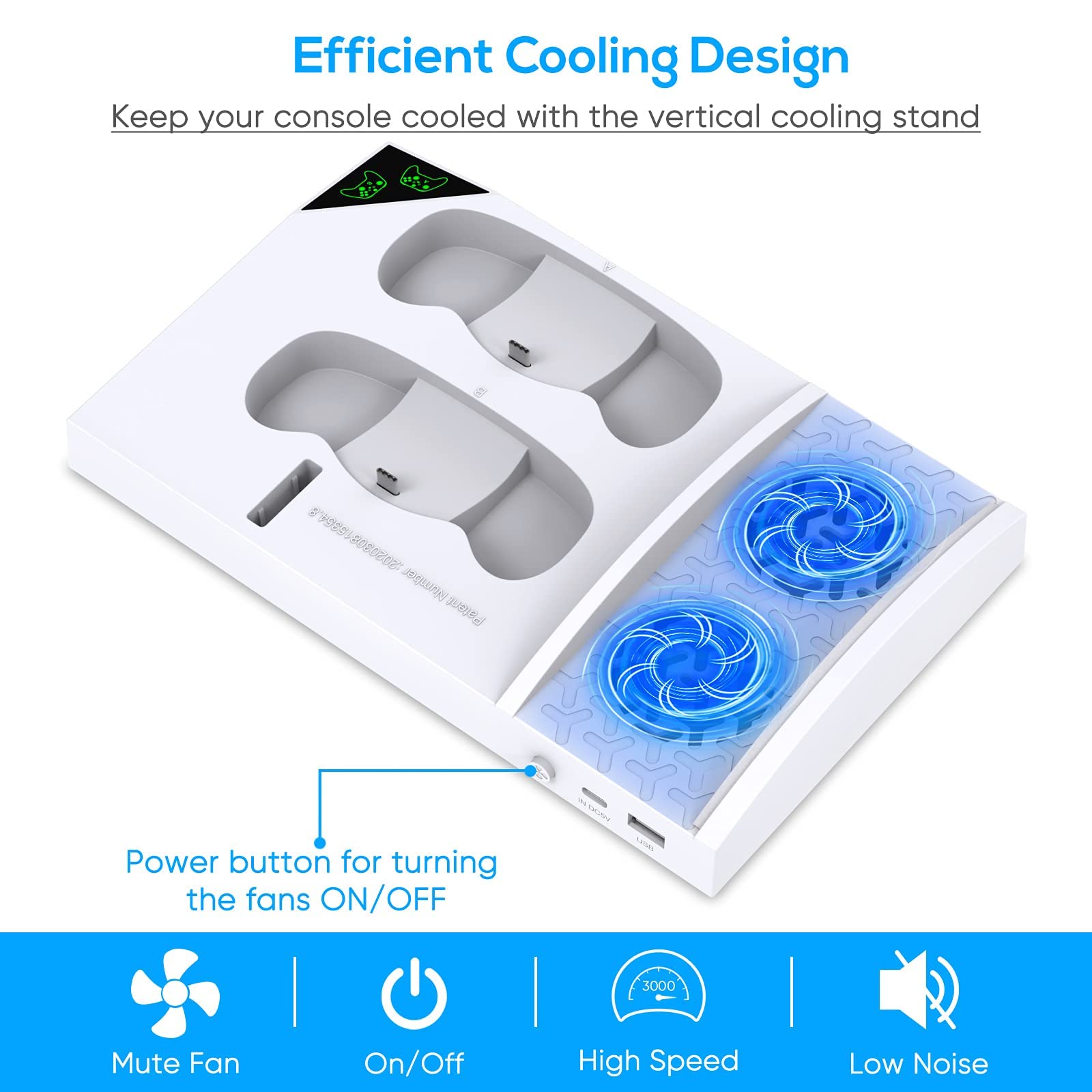 YUANHOT Xbox Series S Cooling Fan Stand with 4-Pack 1400mAh Rechargeable Batteries - Vertical Charging Station Dock with Controller Charger & Cooling System for XSS (White) | Perfect for Gaming Marathons & Overheating Protection
