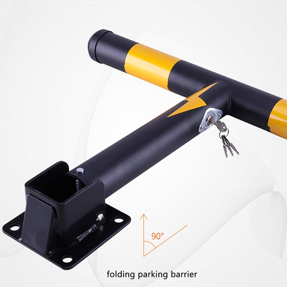 Locking Parking Bollards - Heavy Duty Car Parking Barrier with Reflective Tape - Outdoor Driveway Security Posts for Garages, Lots & Streets