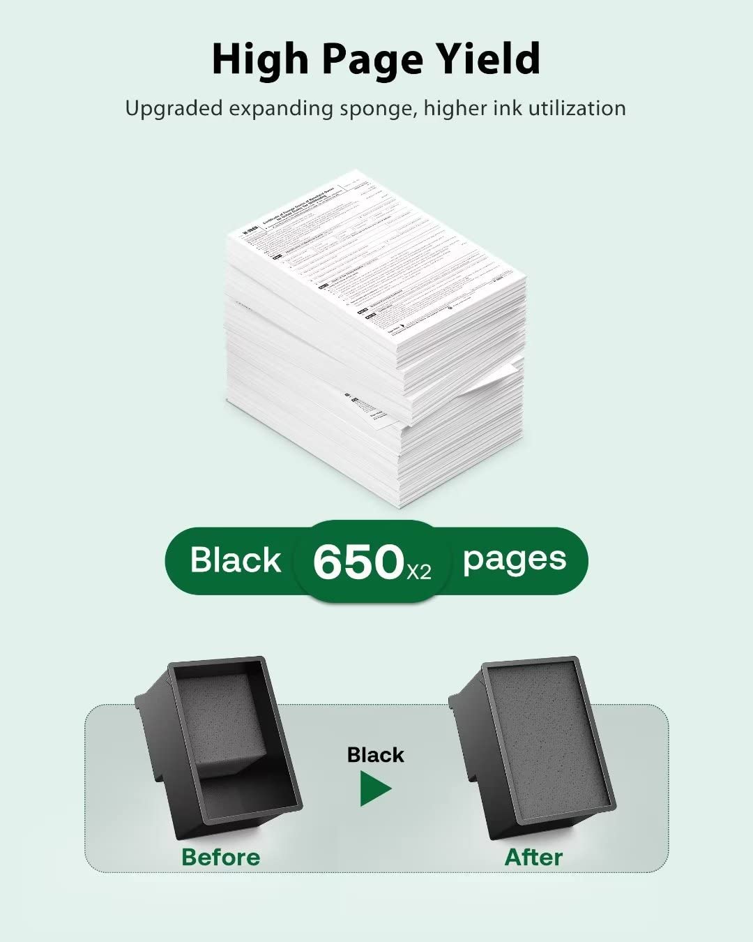 Compatible HP 64XL Black Ink Cartridges (2-Pack) - Works with HP Envy Photo 7855/7858/7155/6255/6252/7100/7800 & Envy Inspire 7900e/7950e/Tango Printers - Perfect for Home Office Printing, Documents & Photo Projects
