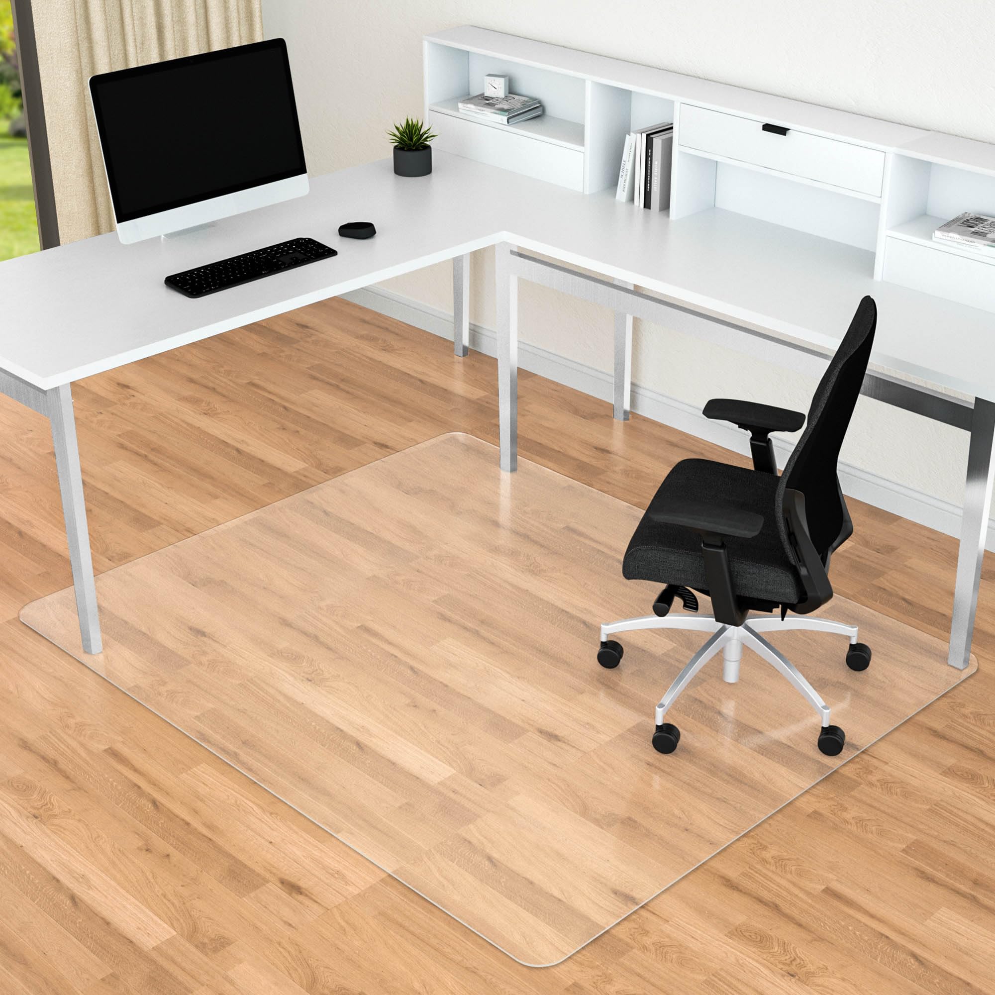 48” x 60” Clear Large Chair Mat for Hardwood Floors - Heavy Duty Floor Protector for Office Desk Chairs | Non-Slip, Easy Rolling & Cleaning | Perfect for Home Office, Study Room & Workspace
