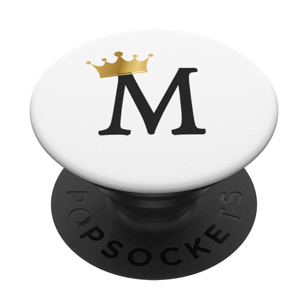 Gold Letter M Initial Monogram PopSockets PopGrip - Swappable Phone Grip for iPhone, Samsung & Tablets - Perfect for School, Work & Travel Accessories