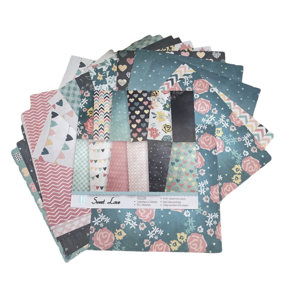 XSMARTWORD 24 Sheet 6x6 Inch Sweet Love Tale Patterned Scrapbook Paper Pack - Handmade Craft Paper for Card Making, DIY Albums, Journaling & Gift Wrapping Backgrounds