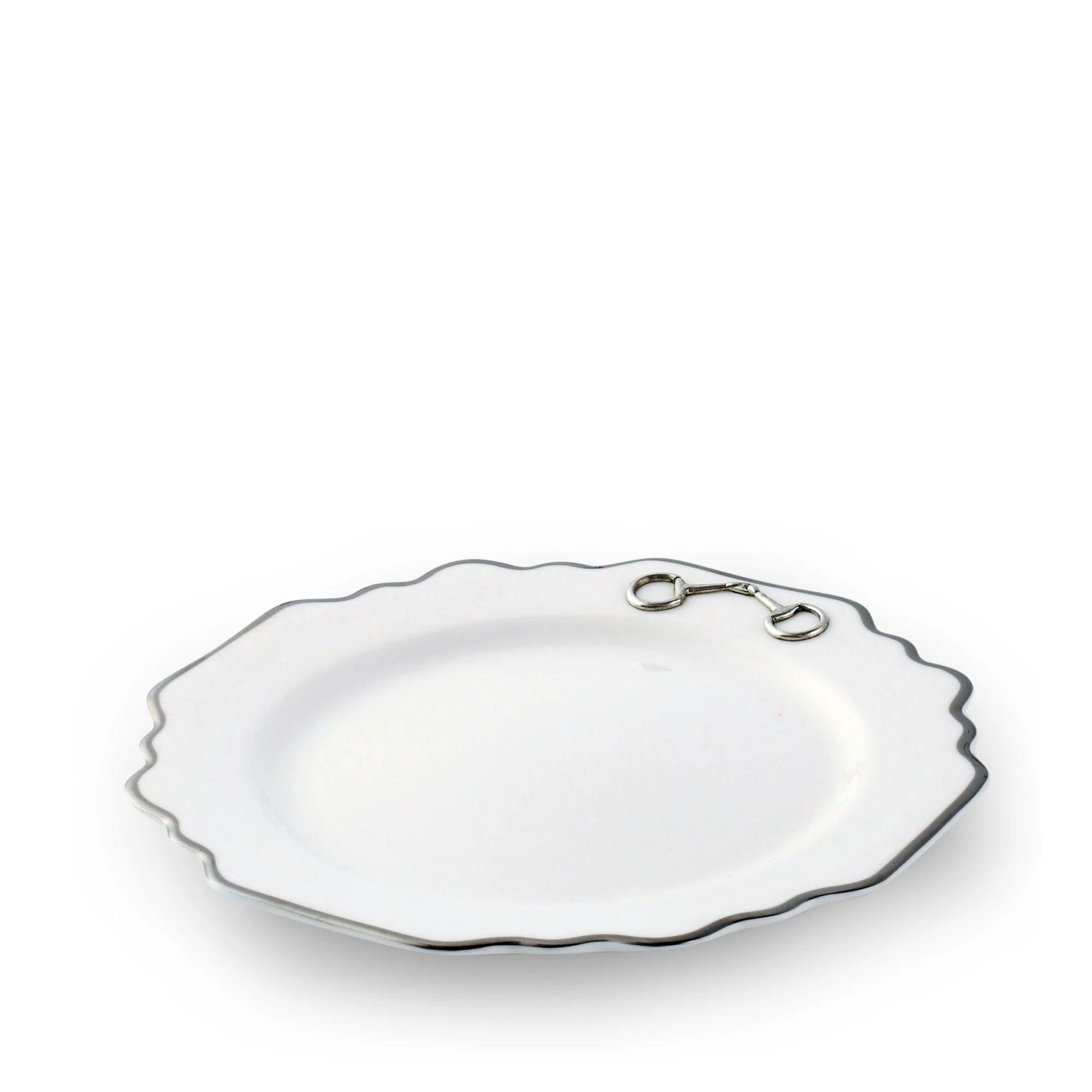 Premium Snaffle Bit Platinum Scallop Salad Plate - Elegant Dinnerware for Fine Dining, Wedding Receptions & Special Occasions