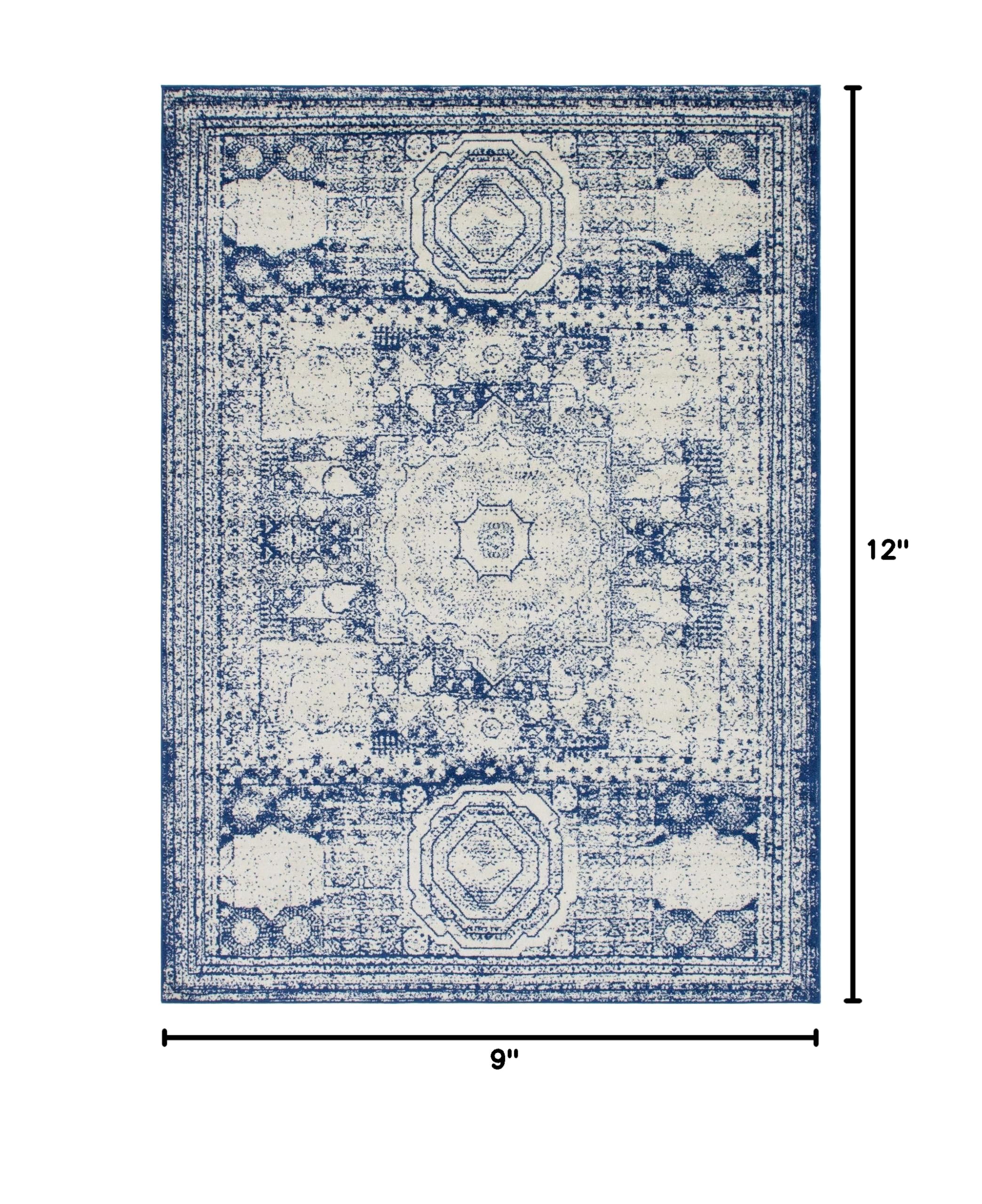 Dover Collection Navy Blue Low-Pile Area Rug 9'x12' - Soft Living Room Rug, Large Dining Room Carpet for Open Floor Plans | Durable & Stylish Home Decor