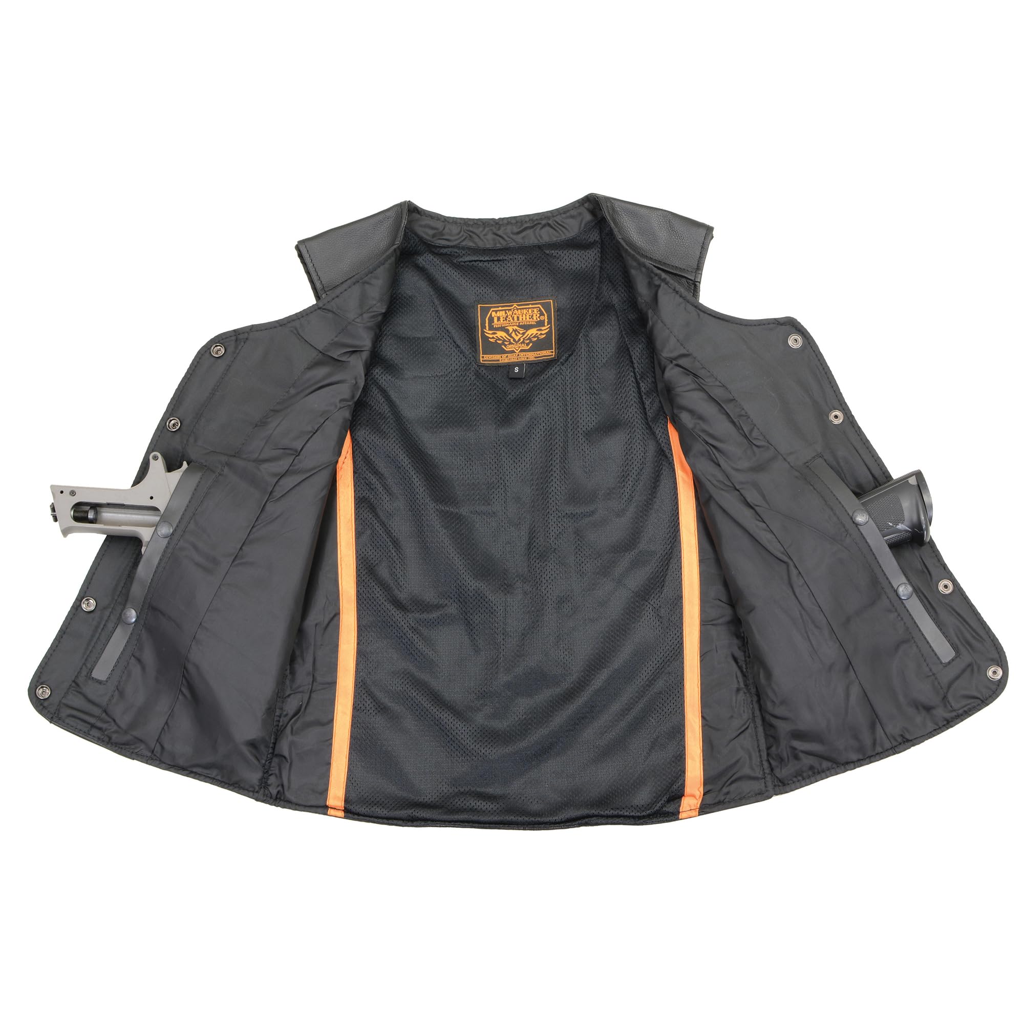 **Milwaukee LKL4701 Women's Snap Front Long Black Leather Vest - Stylish & Durable for Motorcycle Riding, Outdoor Adventures & Casual Wear**