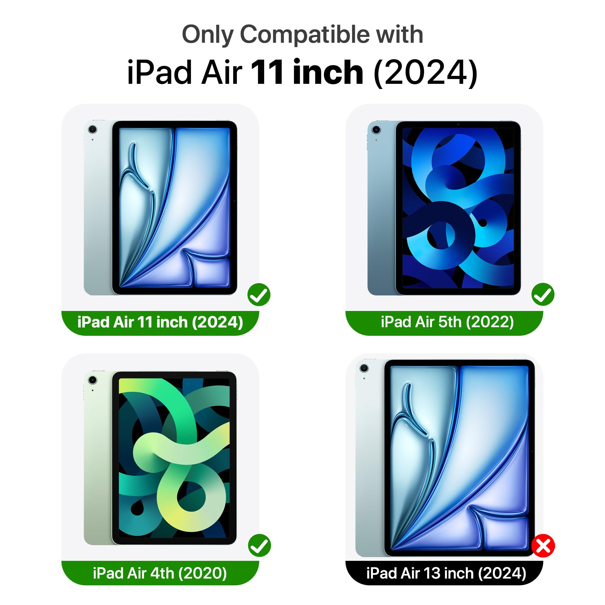 VAKS iPad Air 6th/5th/4th Generation Case 11 inch & 10.9 inch (2024/M2/2022/2020 Model) - Trifold Stand Smart Cover with Auto Wake/Sleep & Pencil Holder, Soft TPU Back Protective Case (Black) - Perfect for Work, Study & Travel