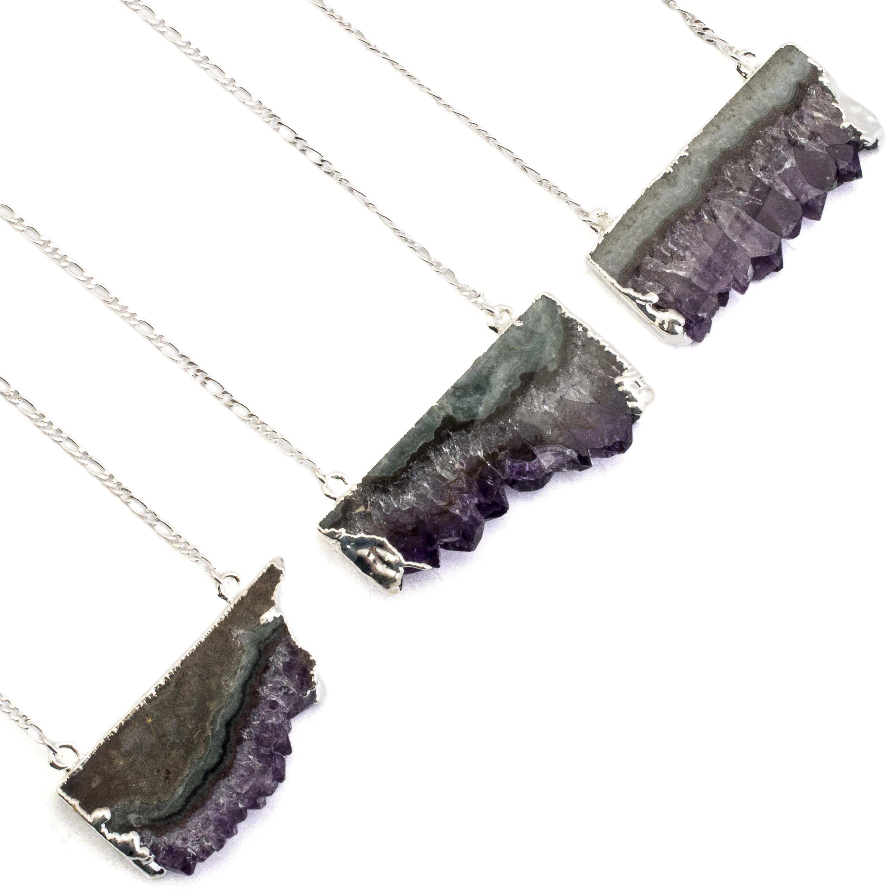 Natural Amethyst Slice Pendant Necklace for Women - Healing Crystal Jewelry Gift for Meditation, Yoga & Spiritual Energy