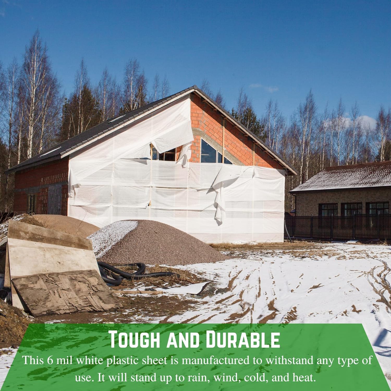 Farm Plastic Supply - 6 mil White Plastic Sheeting (10' x 100') - Heavy Duty Polyethylene Film for Crawl Space, Vapor Barrier, Drop Cloth & Construction Cover | Perfect for Home Renovation, Moisture Protection & DIY Projects