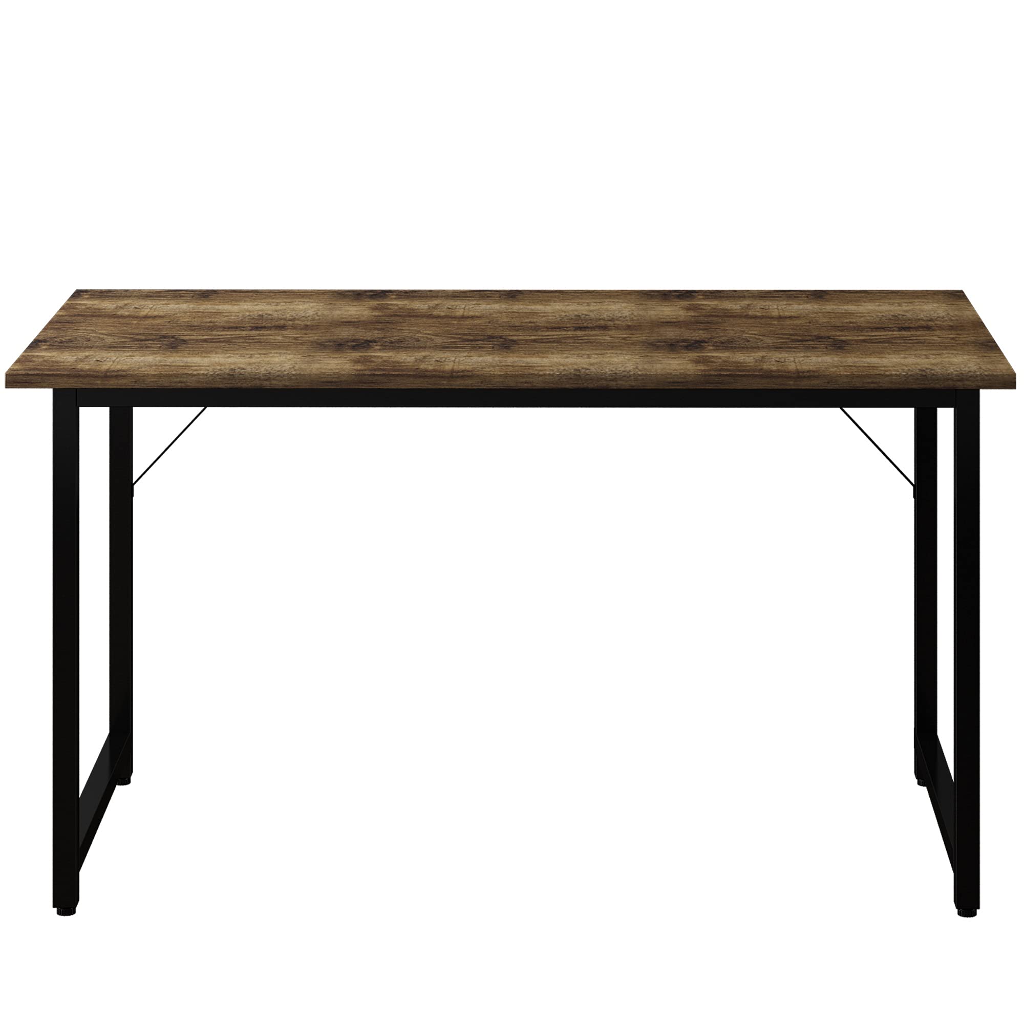 Industrial Walnut Office Desk - Black Metal Frame & Charcoal Wood Computer Writing Table for Home Office | Perfect for Remote Work, Gaming Setup & Study Room