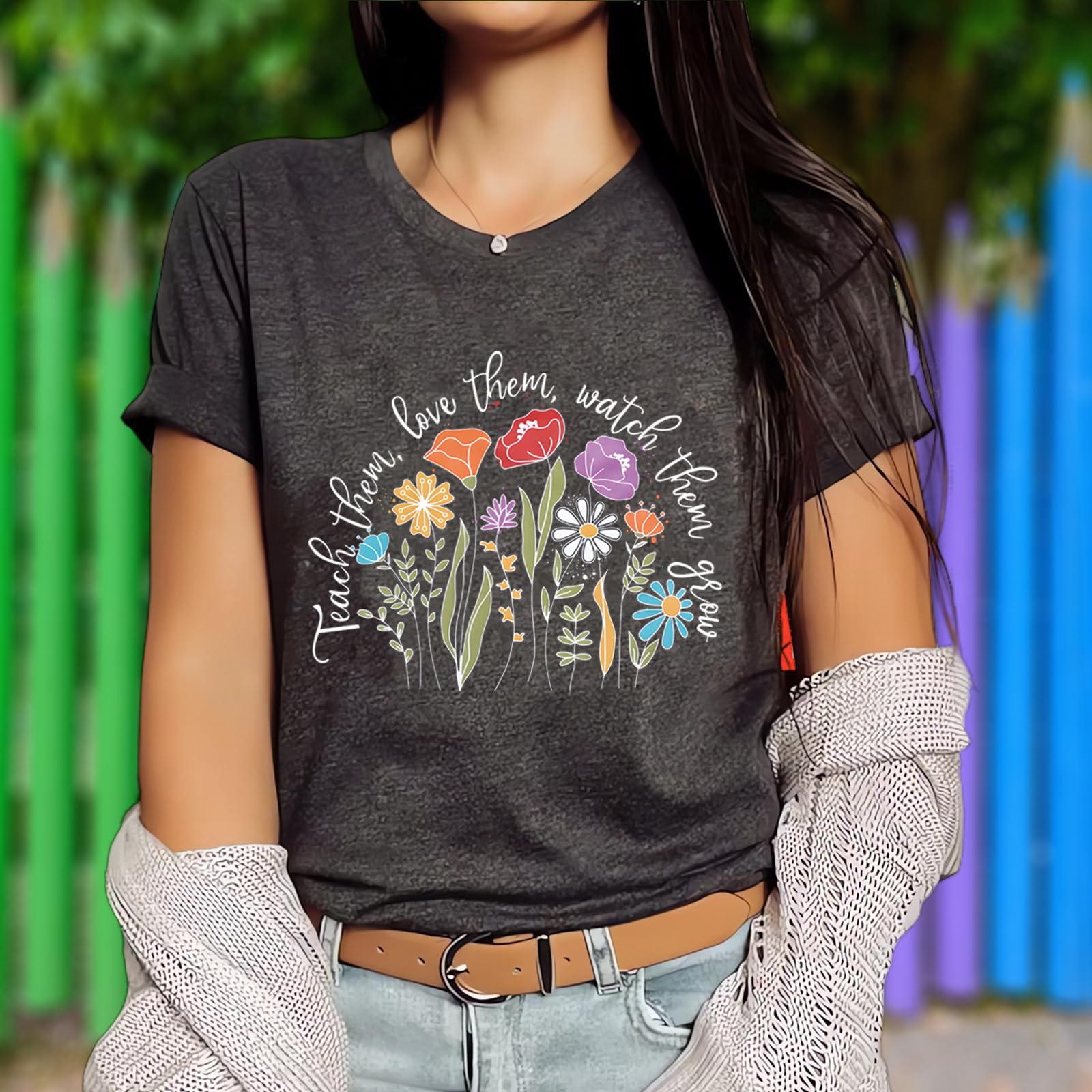 Funny Inspirational Teacher T-Shirt for Women - Floral Graphic Tee with Special Education Quotes - Comfortable Short Sleeve Casual Top for Teachers Day, Classroom & School Events
