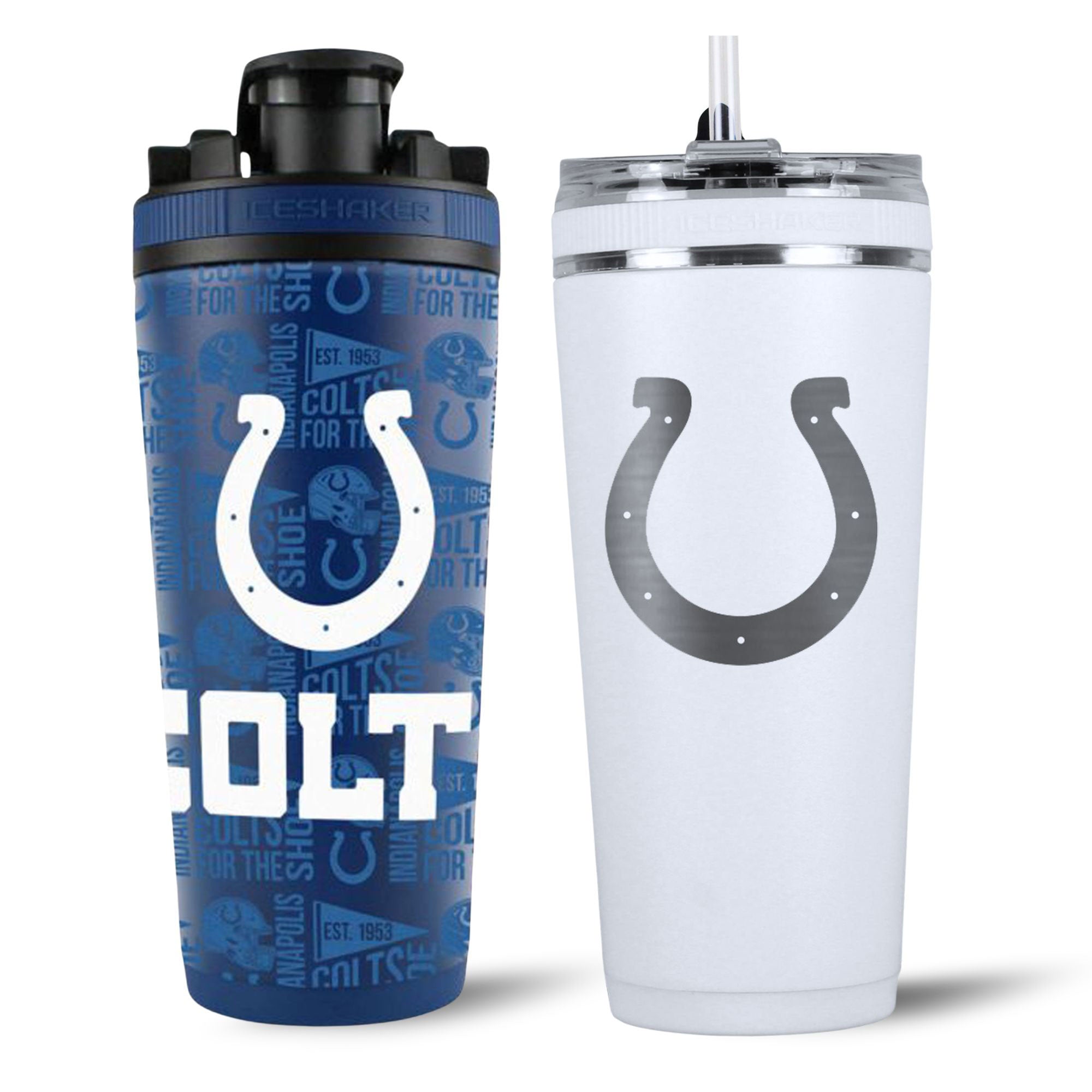 Indianapolis Colts 4D Shaker & Flex Bottle Bundle - NFL Team Sports Water Bottle for Gym, Workouts & Tailgating - Perfect for Football Fans & Fitness Enthusiasts