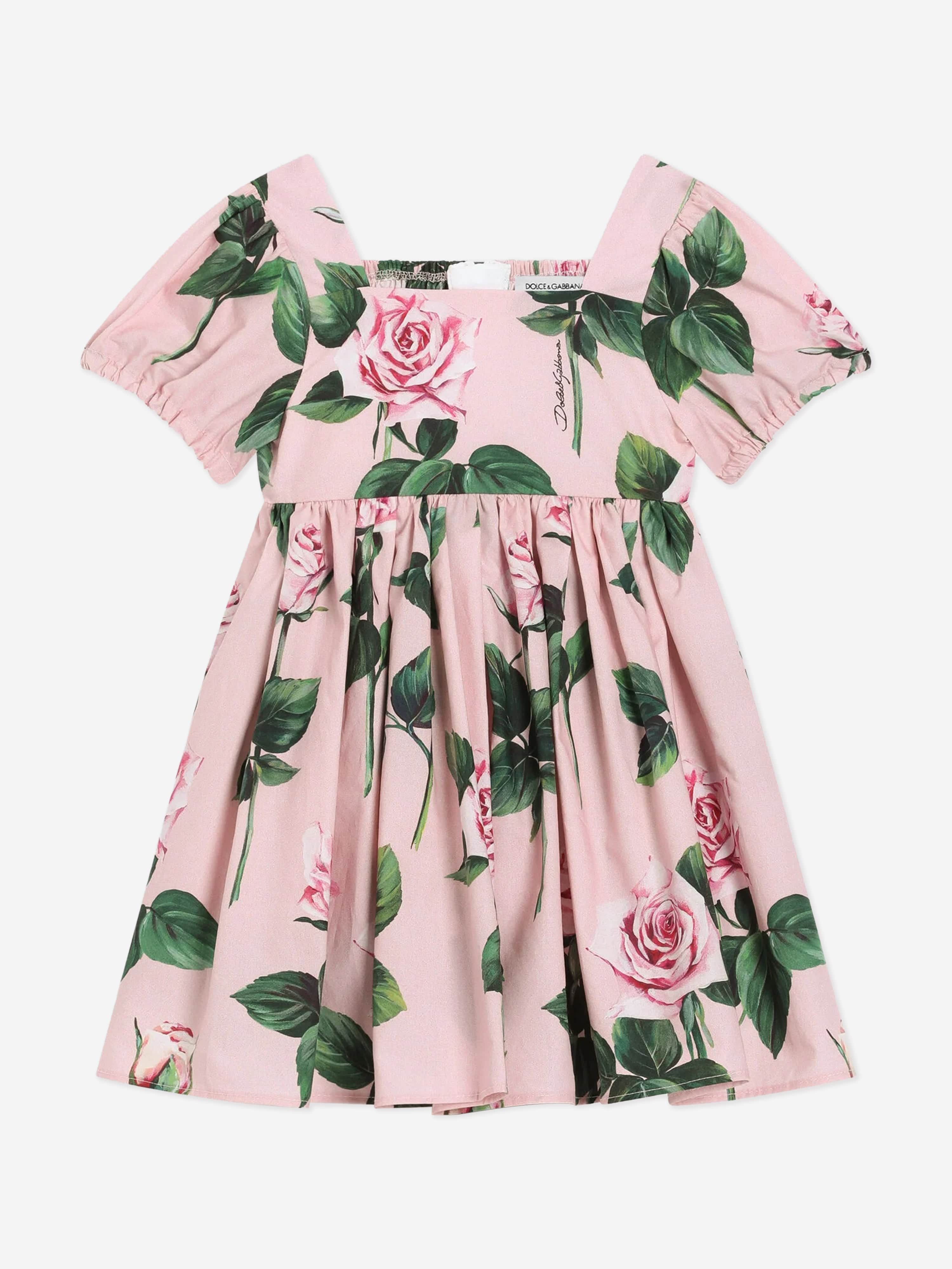 Pink Rose Print Baby Girls Dress - Cute Floral Outfit for Toddler Girls, Birthday Party, Photo Shoot & Special Occasions