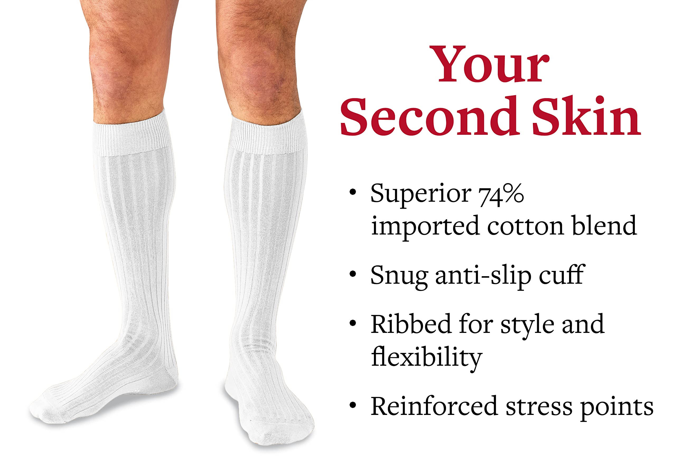 Premium Cotton Dress Socks for Men - Breathable Knee High Formal Socks | Classic Over-the-Calf Business Socks by Boardroom Socks | Perfect for Office, Wedding & Professional Occasions