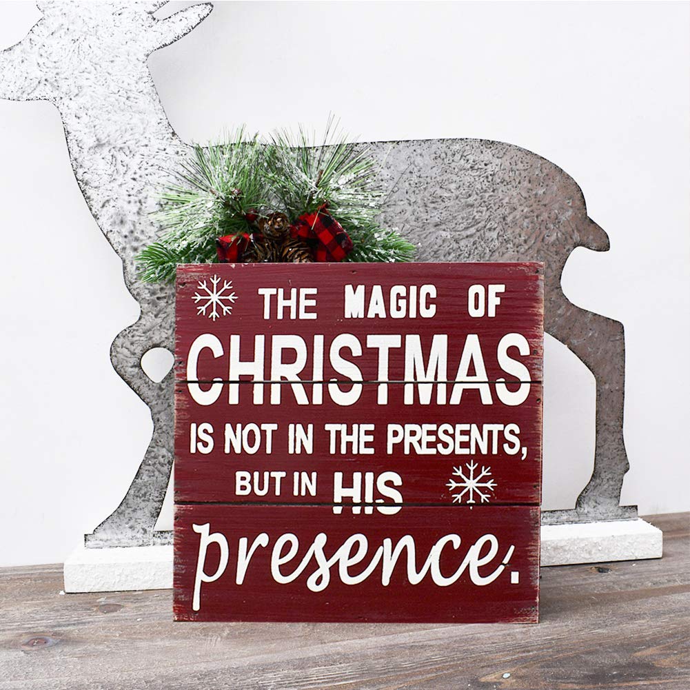 Rustic Christmas Wooden Wall Plaque - Holiday Decor for Home & Table
