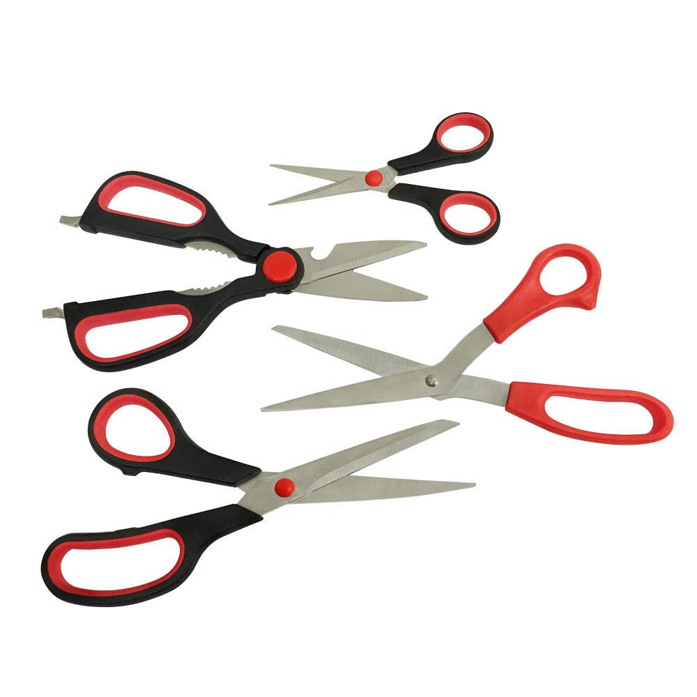 Premium Stainless Steel Heat-Treated Scissors Set - 4-Piece Multi-Purpose Kitchen & Craft Shears for Cutting Fabric, Paper, Herbs & More - Ideal for Home, Office & DIY Projects