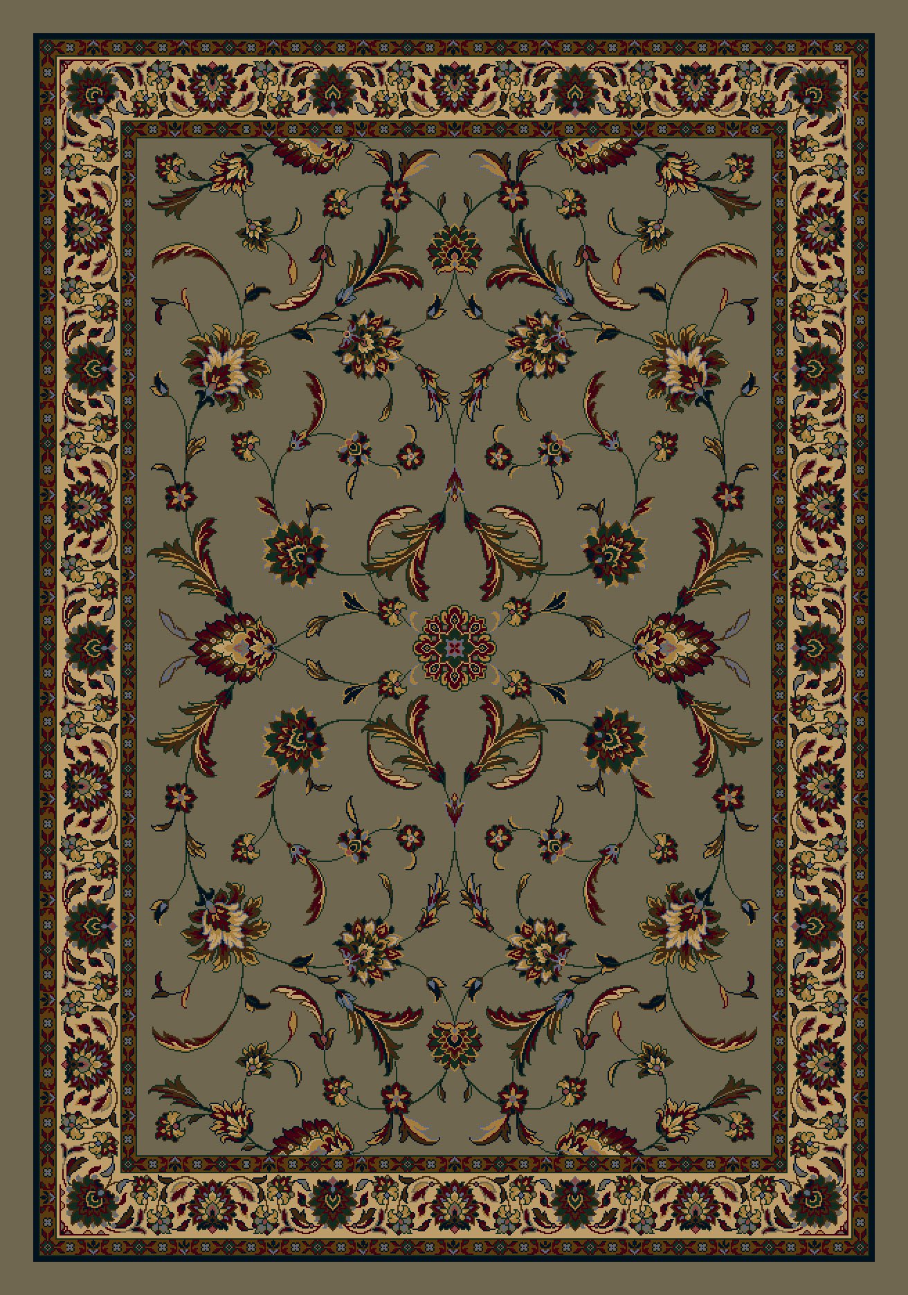 Handmade Signature Isfahan Sage Green Rug 5'4