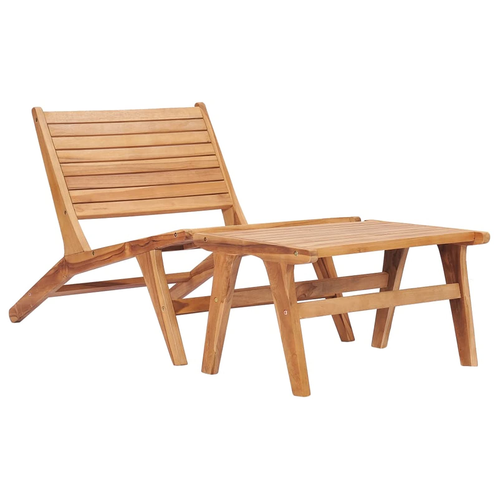 Stackable Outdoor Patio Chairs with Footrest - Solid Teak Wood Folding Garden Chairs for Poolside, Deck, Backyard & Balcony - Weather-Resistant Patio Furniture Set