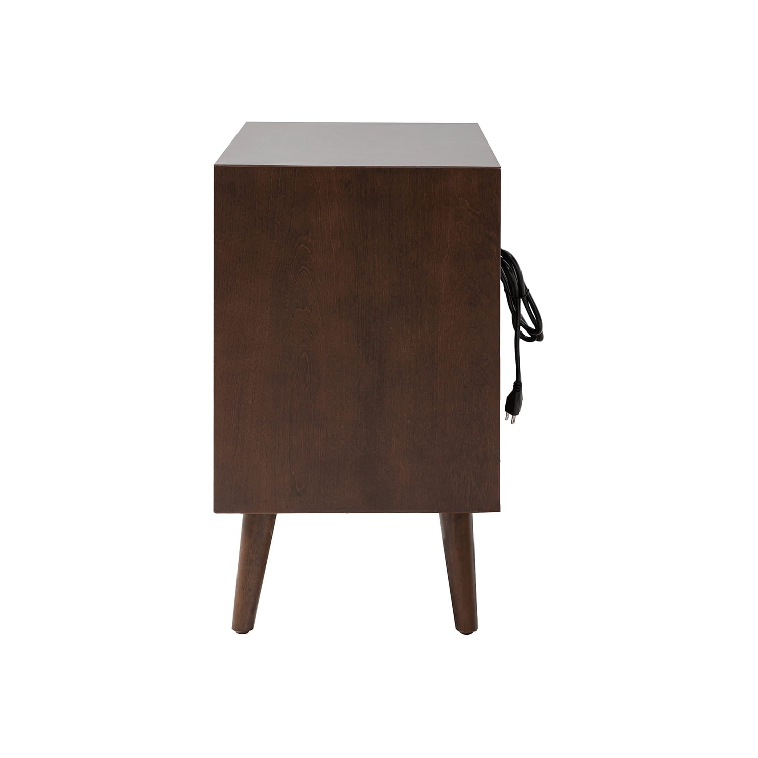 Mid Century Modern Nightstand with 2 Drawers & Built-in USB Outlets - Stylish Bedside Table for Bedroom, Living Room, or Office
