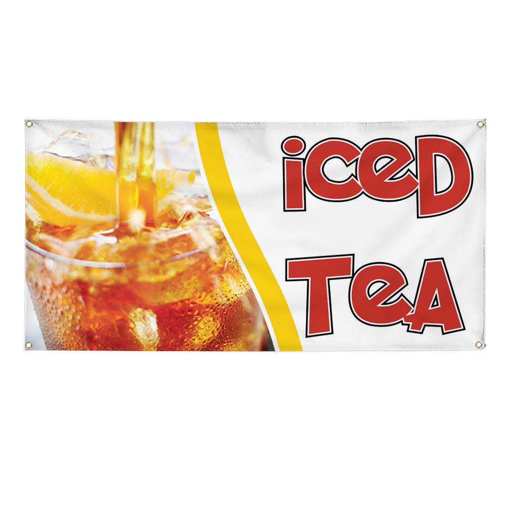 Durable Vinyl Banner 60x144 Inches - Weatherproof Outdoor Advertising Sign with 10 Grommets for Iced Tea Promotion, Food & Beverage Events, Industrial Yard Signs | Perfect for Trade Shows, Farmers Markets & Business Branding