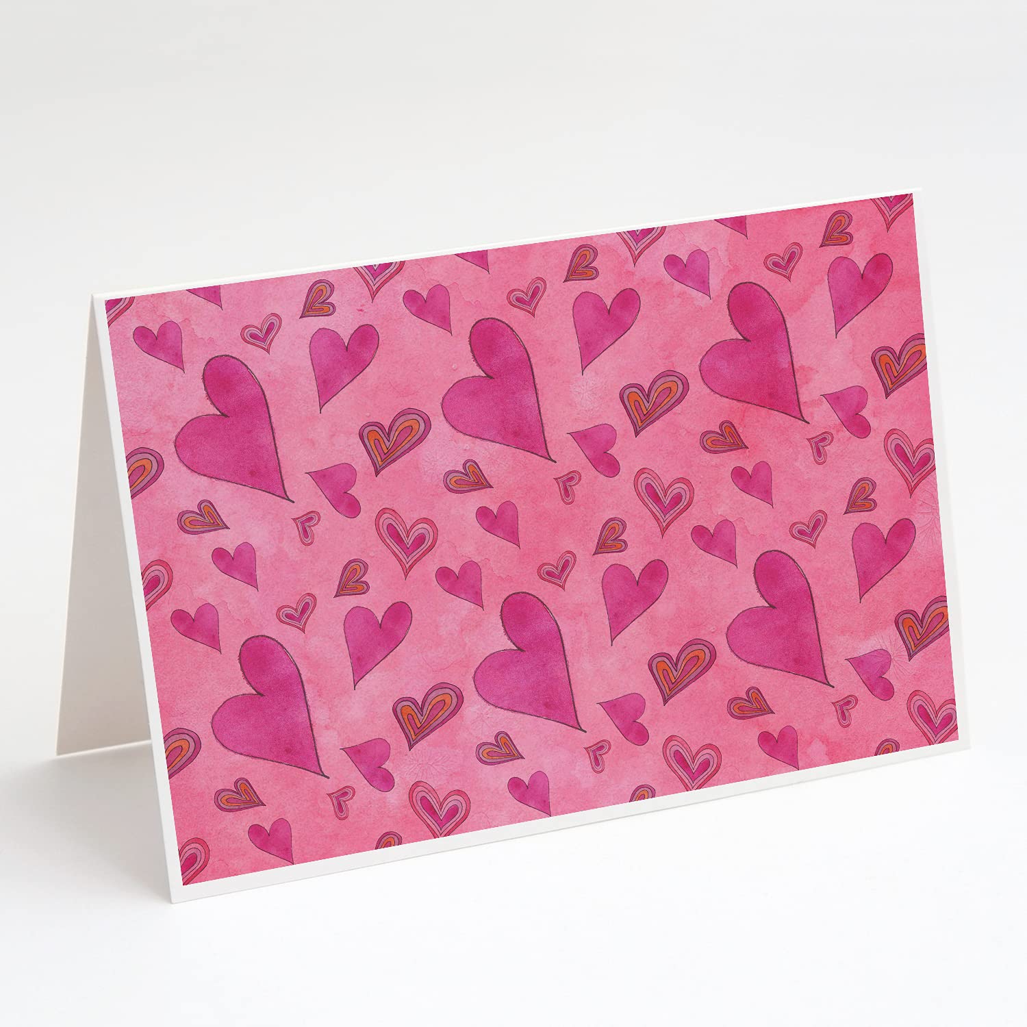 Watercolor Love & Hearts Greeting Cards - Pack of 8 Blank A7 Note Cards (5x7) with Envelopes | Whimsical Design for Valentine's Day, Wedding Invitations & Thank You Notes