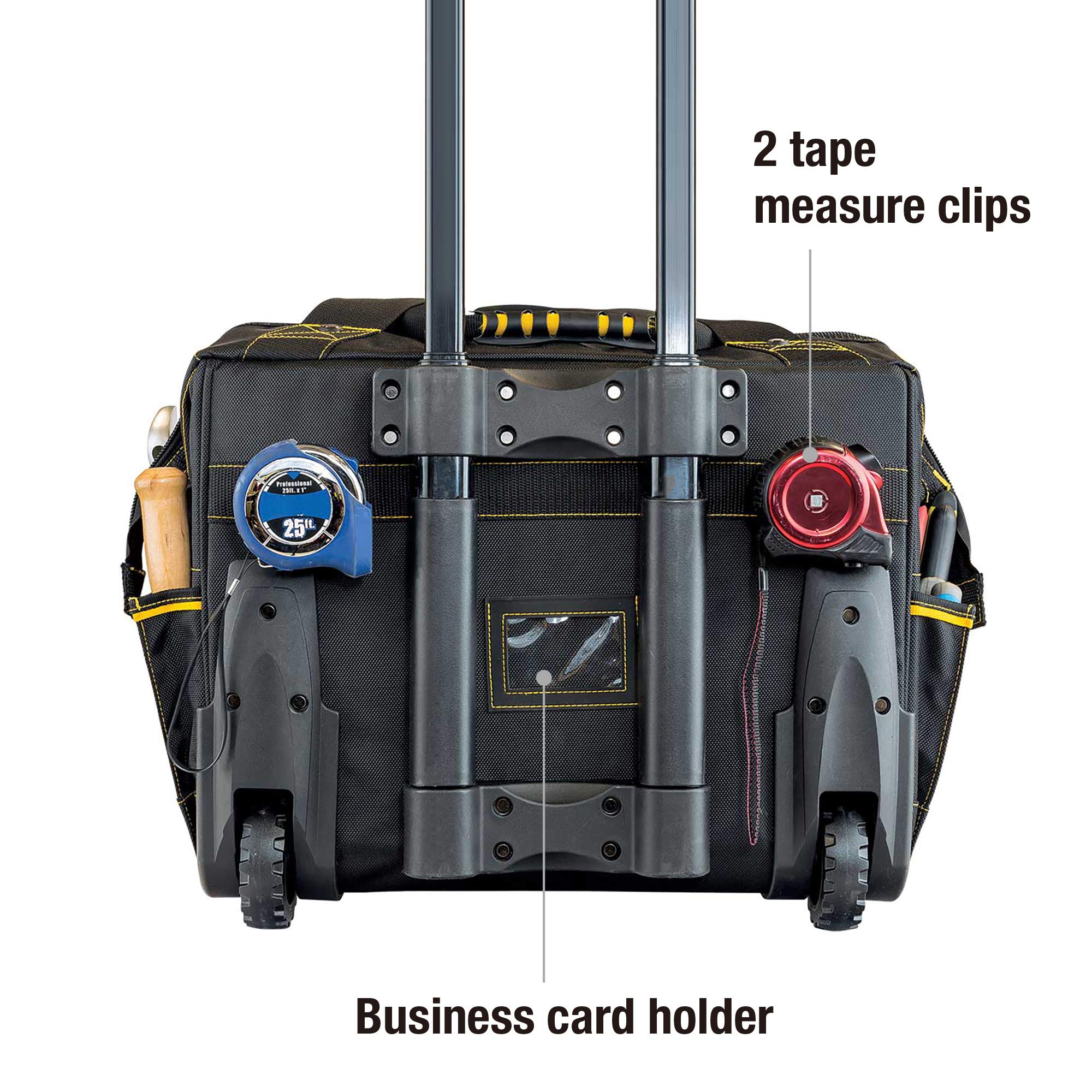 Caterpillar 18-Inch Pro Rolling Tool Bag - Heavy-Duty Workspace Organizer with Wheels for Contractors & DIY Enthusiasts (Model 980198N) - Perfect for Construction Sites, Workshops & Mobile Tool Storage