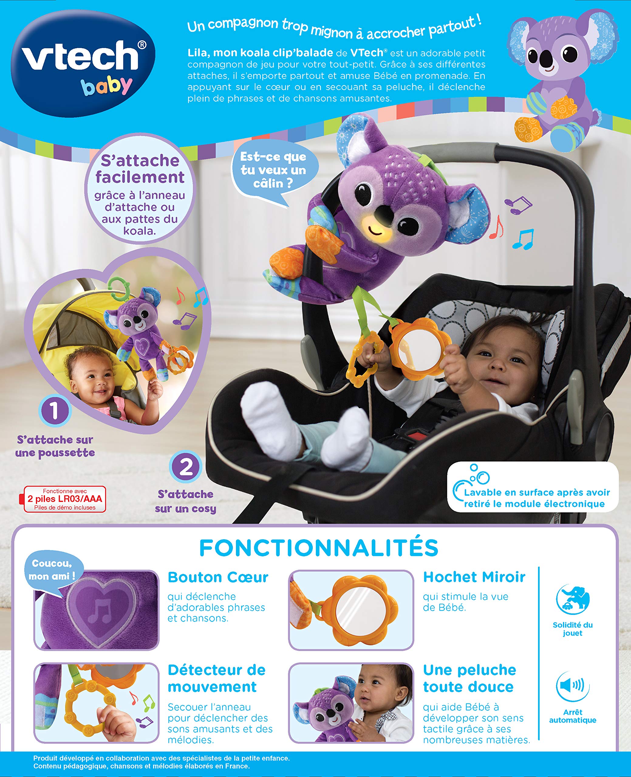 VTech Grab & Go Koala Interactive Learning Toy - Bilingual English/French Educational Game for Toddlers & Preschoolers - Perfect for Travel, Playtime & Early Childhood Development