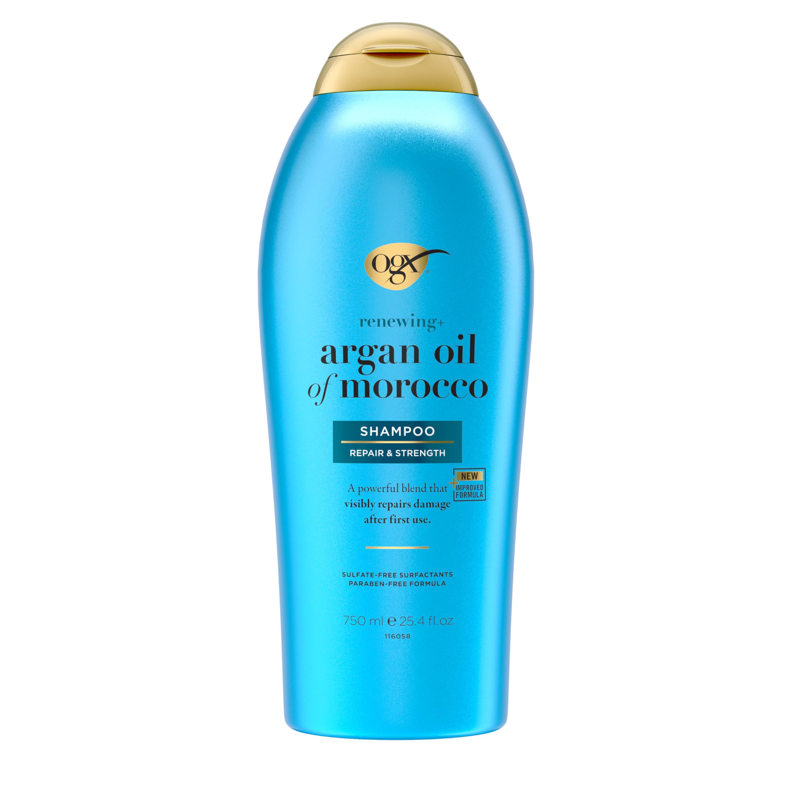 OGX Renewing + Argan Oil of Morocco Shampoo for Damaged Hair - Sulfate-Free, Paraben-Free Hair Repair Shampoo with Argan Oil to Strengthen Dry, Brittle Hair (25.4 fl oz) - Perfect for Daily Hair Care & Salon-Quality Results at Home